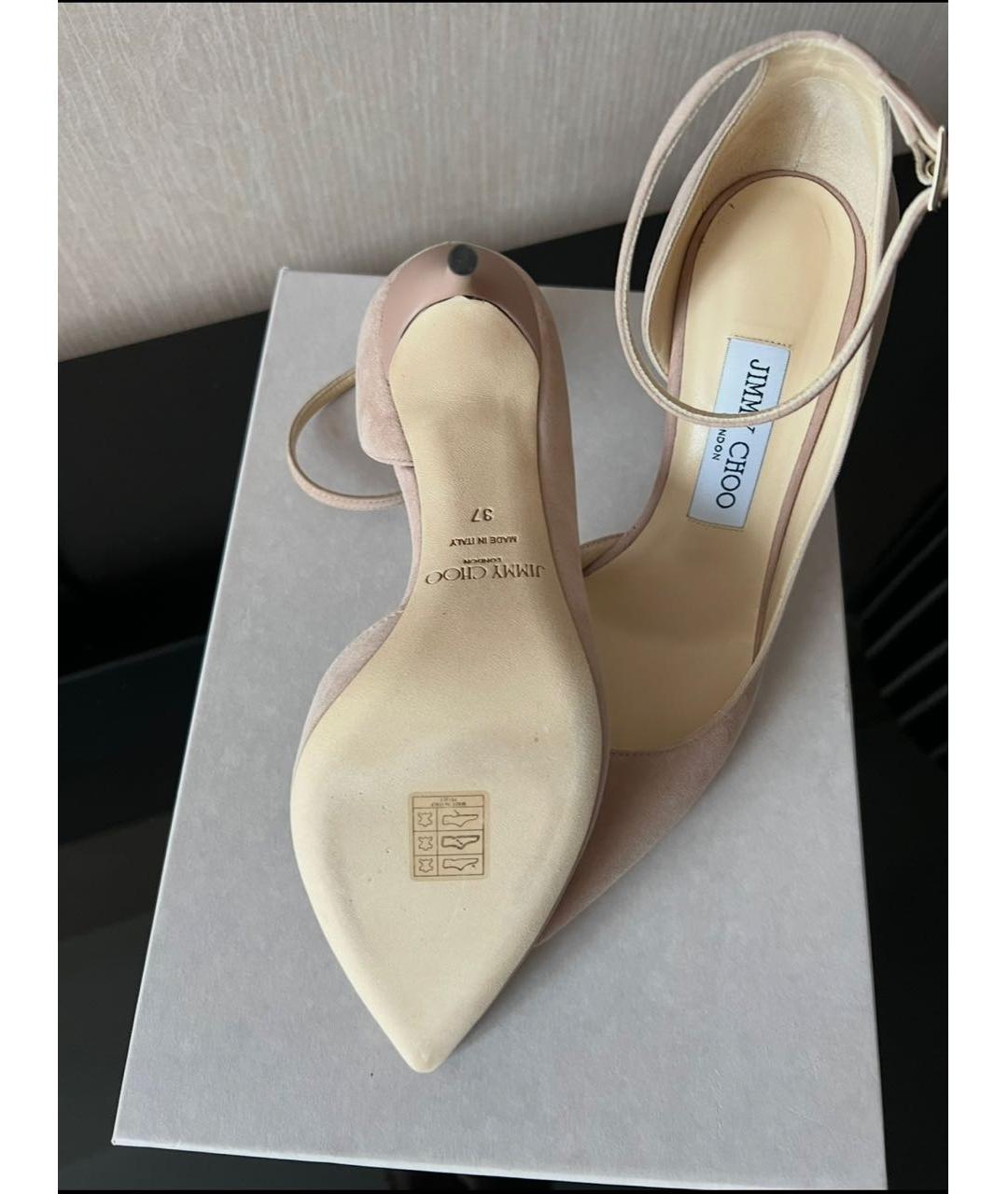 JIMMY CHOO Бежевые замшевые туфли, фото 5