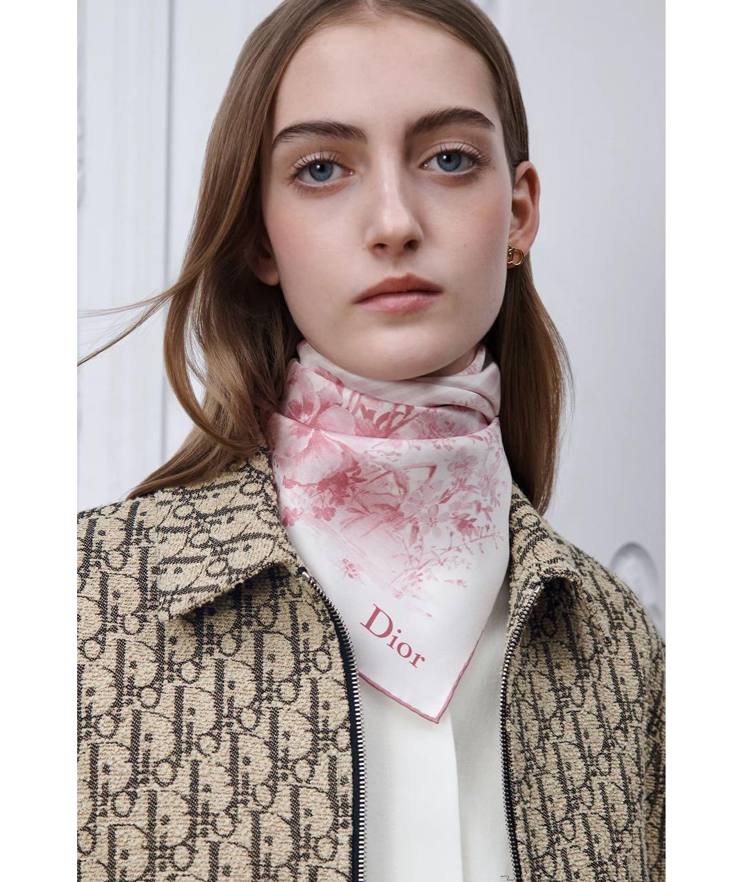 CHRISTIAN DIOR Розовый шелковый платок, фото 4
