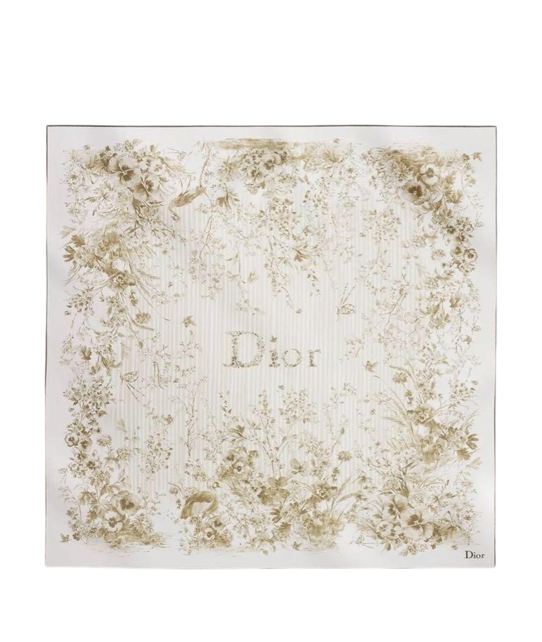 CHRISTIAN DIOR Бежевый шелковый платок, фото 1