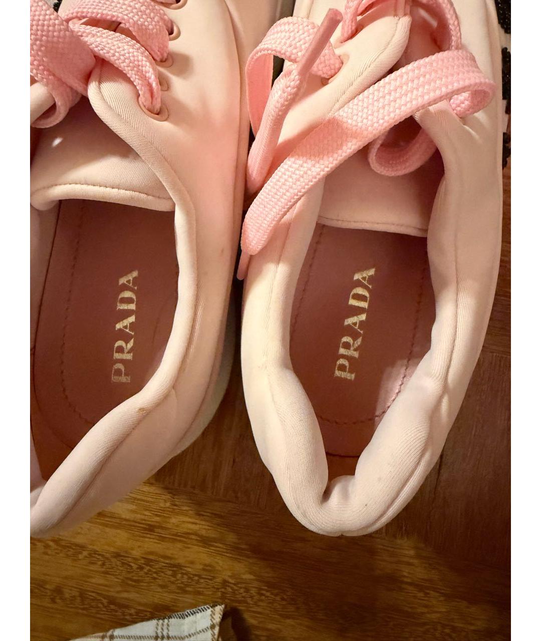 PRADA Розовые текстильные кроссовки, фото 6