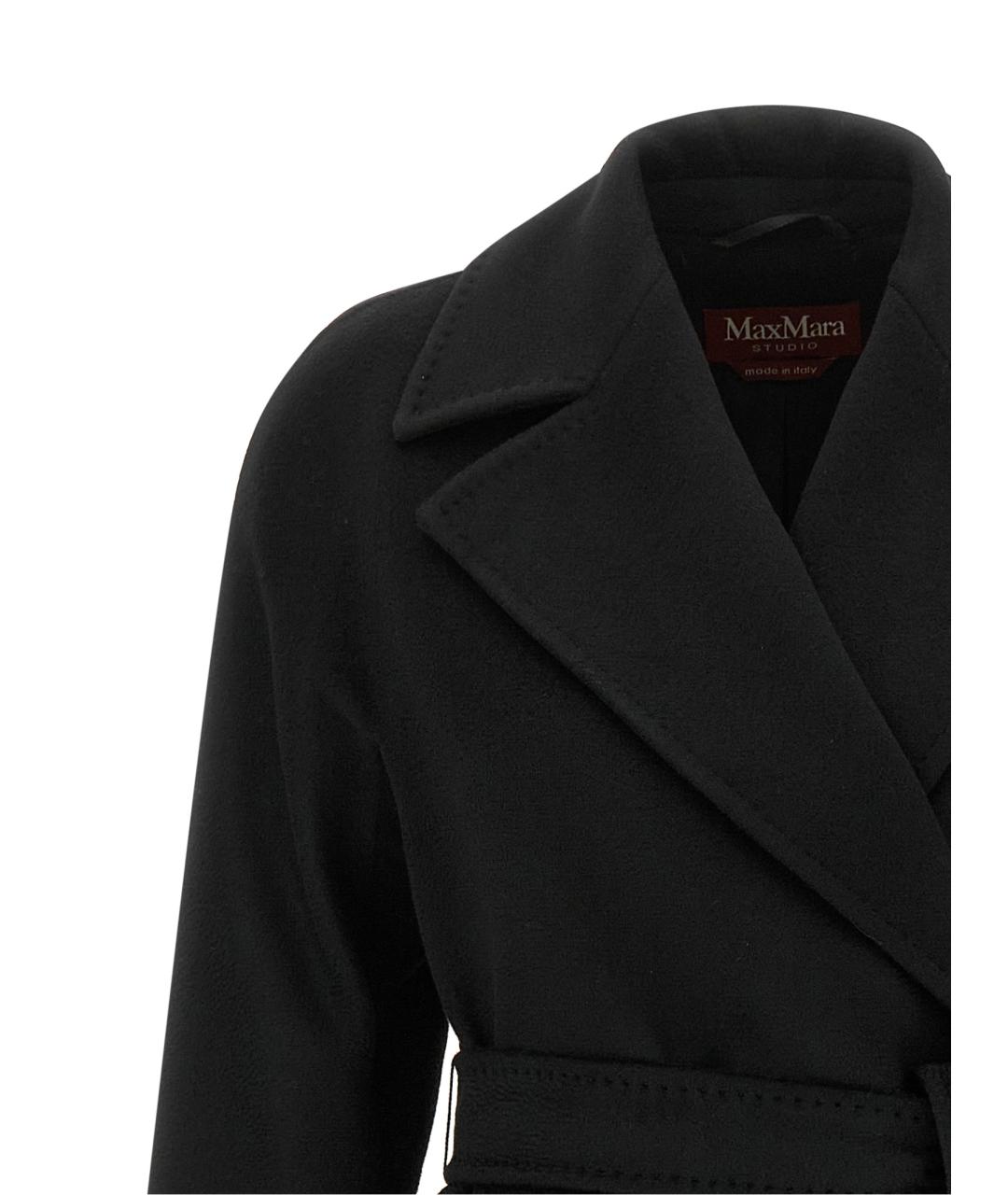 MAX MARA STUDIO Черное шерстяное пальто, фото 3
