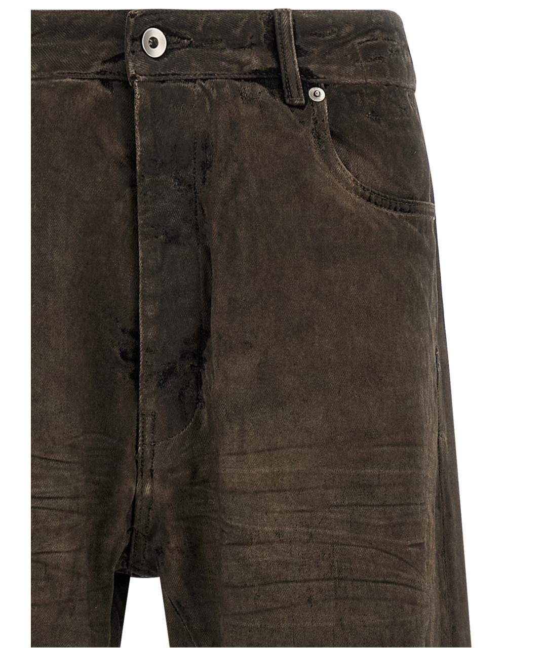 RICK OWENS DRKSHDW Коричневые хлопковые прямые джинсы, фото 3