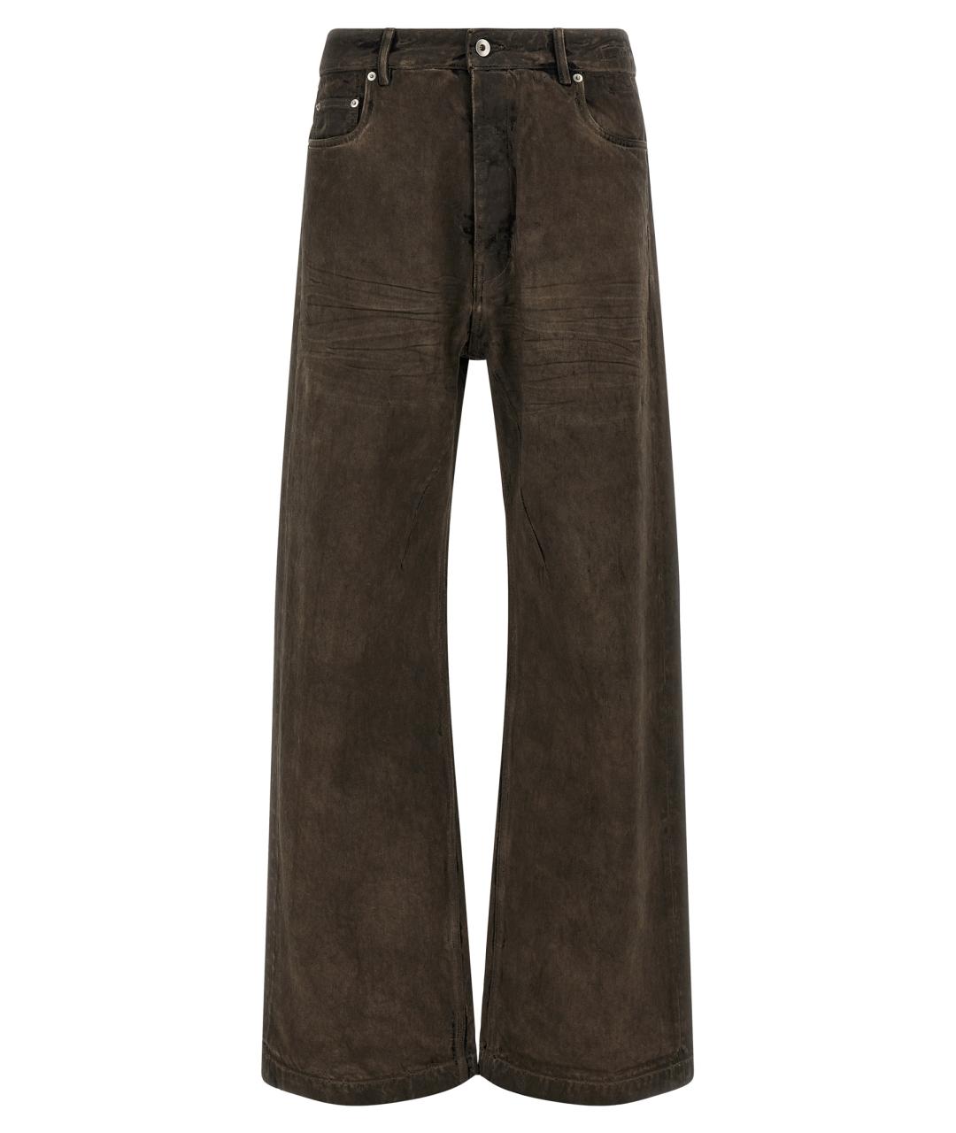 RICK OWENS DRKSHDW Коричневые хлопковые прямые джинсы, фото 1