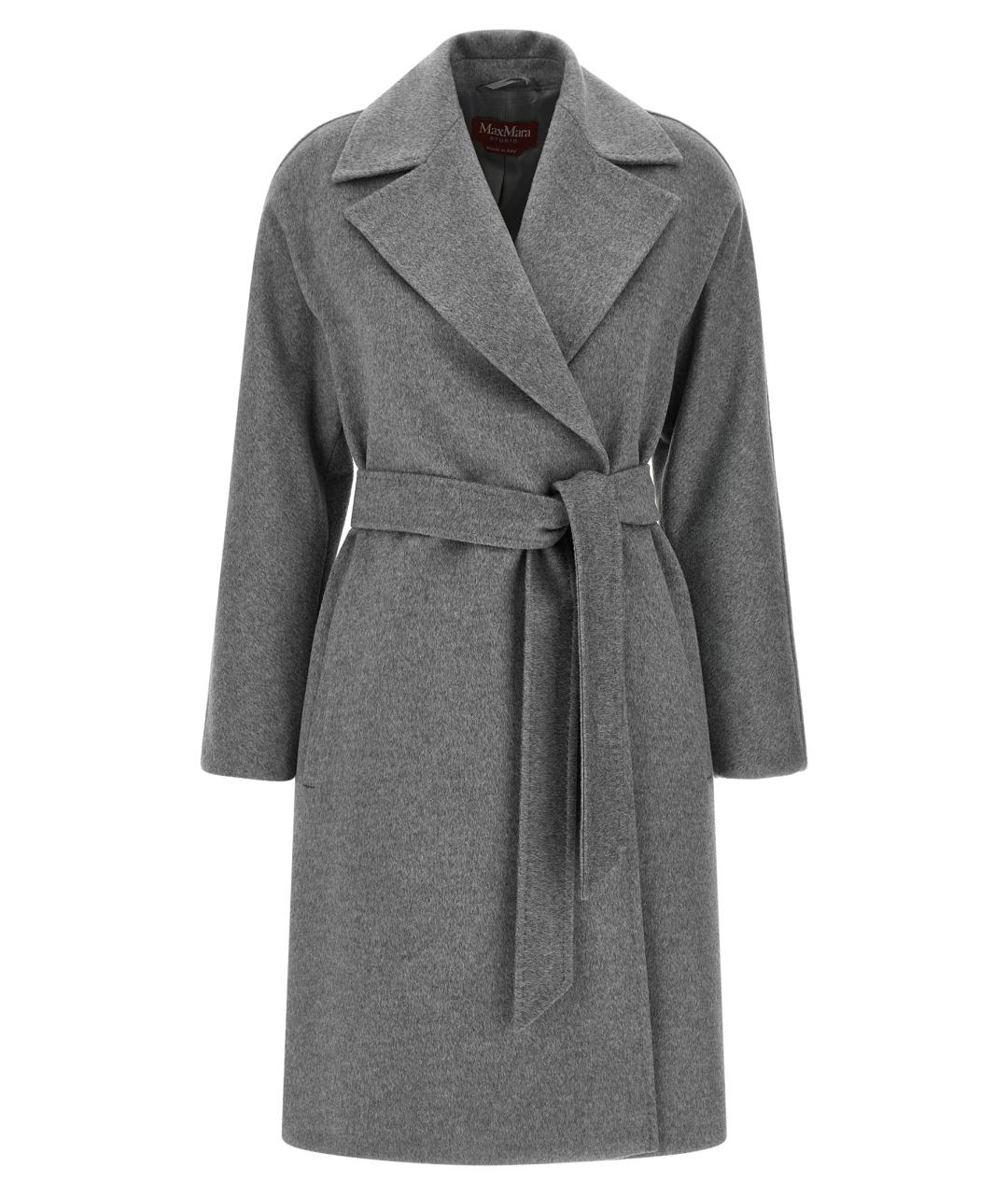 MAX MARA STUDIO Серое шерстяное пальто, фото 1