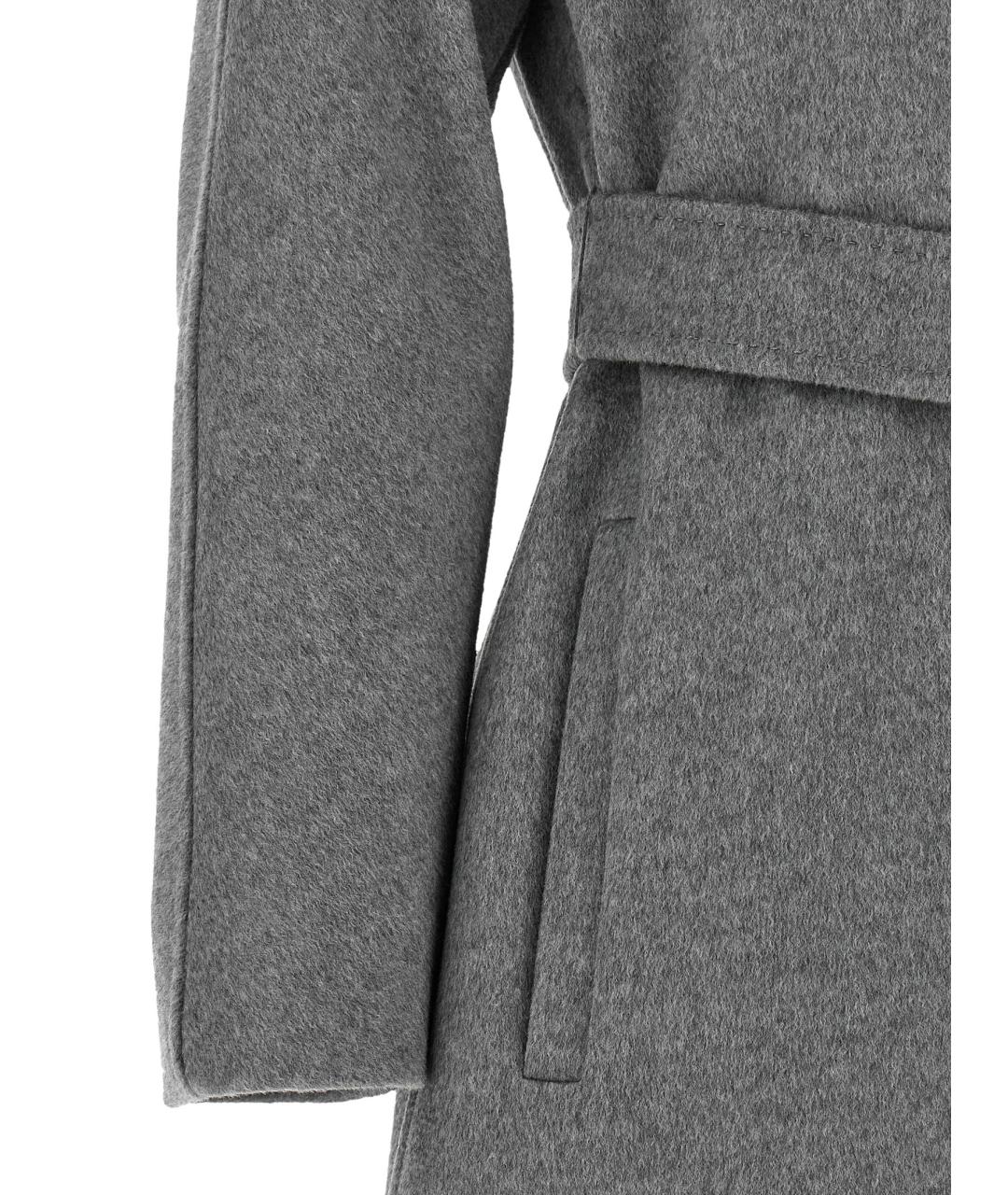MAX MARA STUDIO Серое шерстяное пальто, фото 4