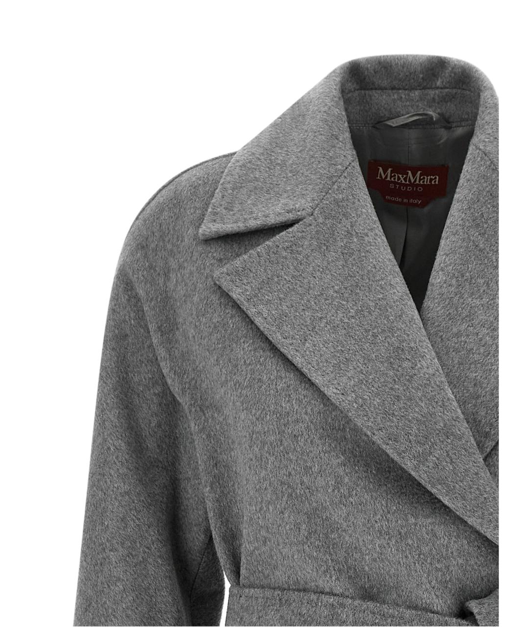 MAX MARA STUDIO Серое шерстяное пальто, фото 3