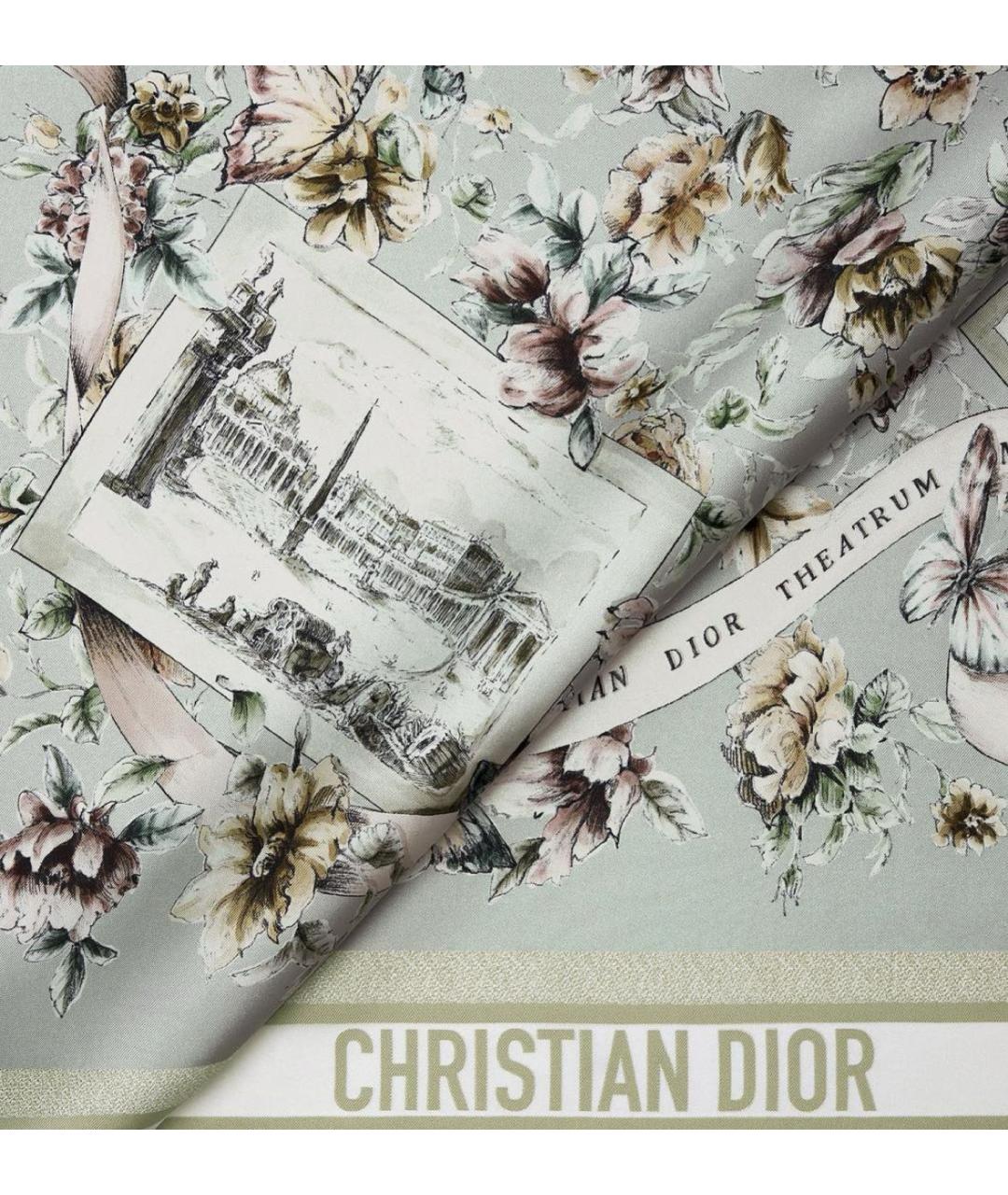 CHRISTIAN DIOR Зеленый шелковый платок, фото 2