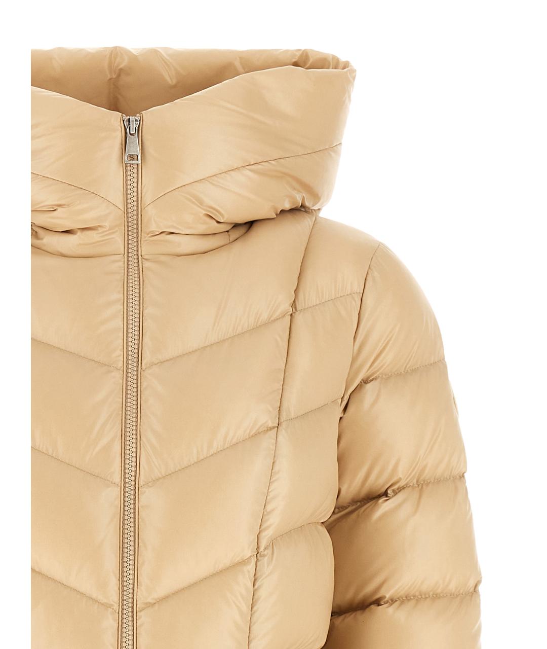 MONCLER Бежевый полиамидовый пуховик, фото 3