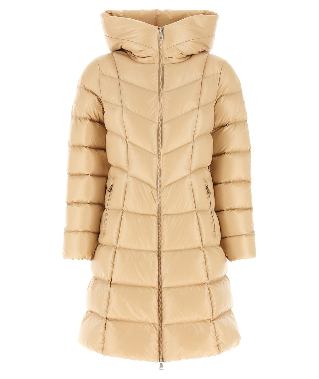 MONCLER Бежевый полиамидовый пуховик, фото 1