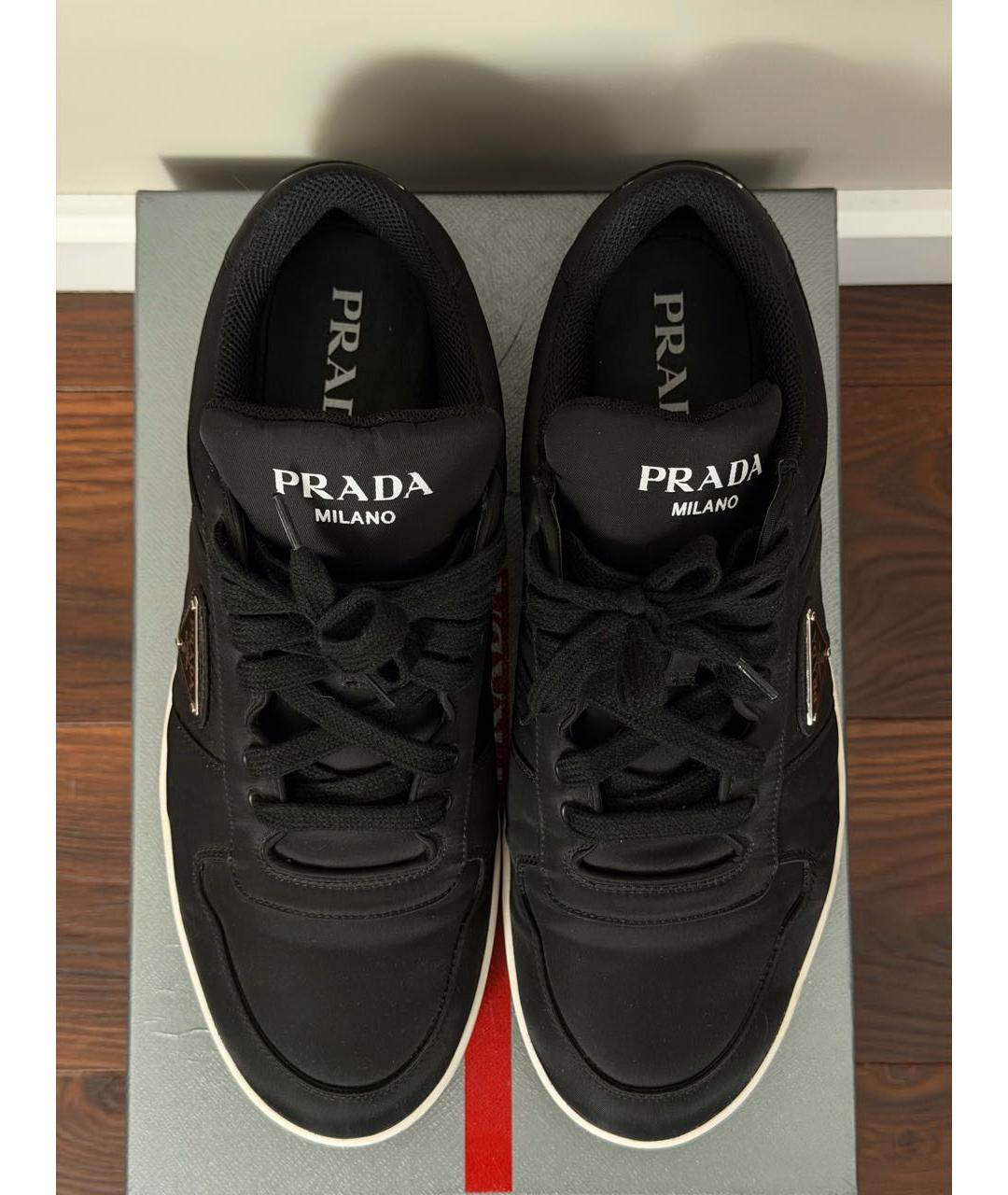 PRADA Черные текстильные низкие кроссовки / кеды, фото 3