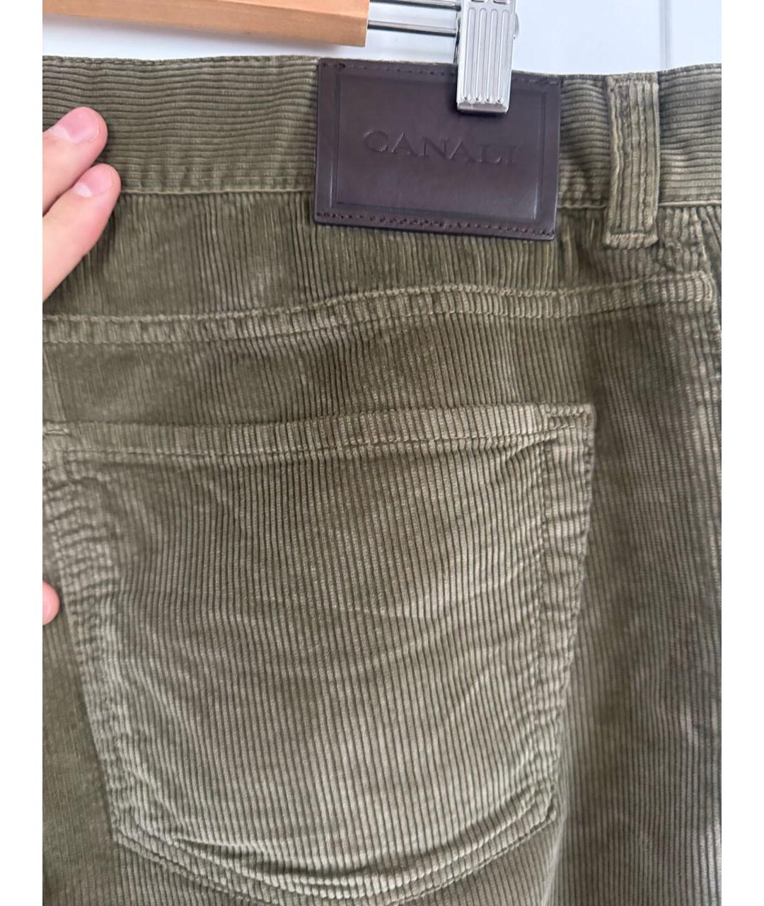 CANALI Хаки хлопковые повседневные брюки, фото 4