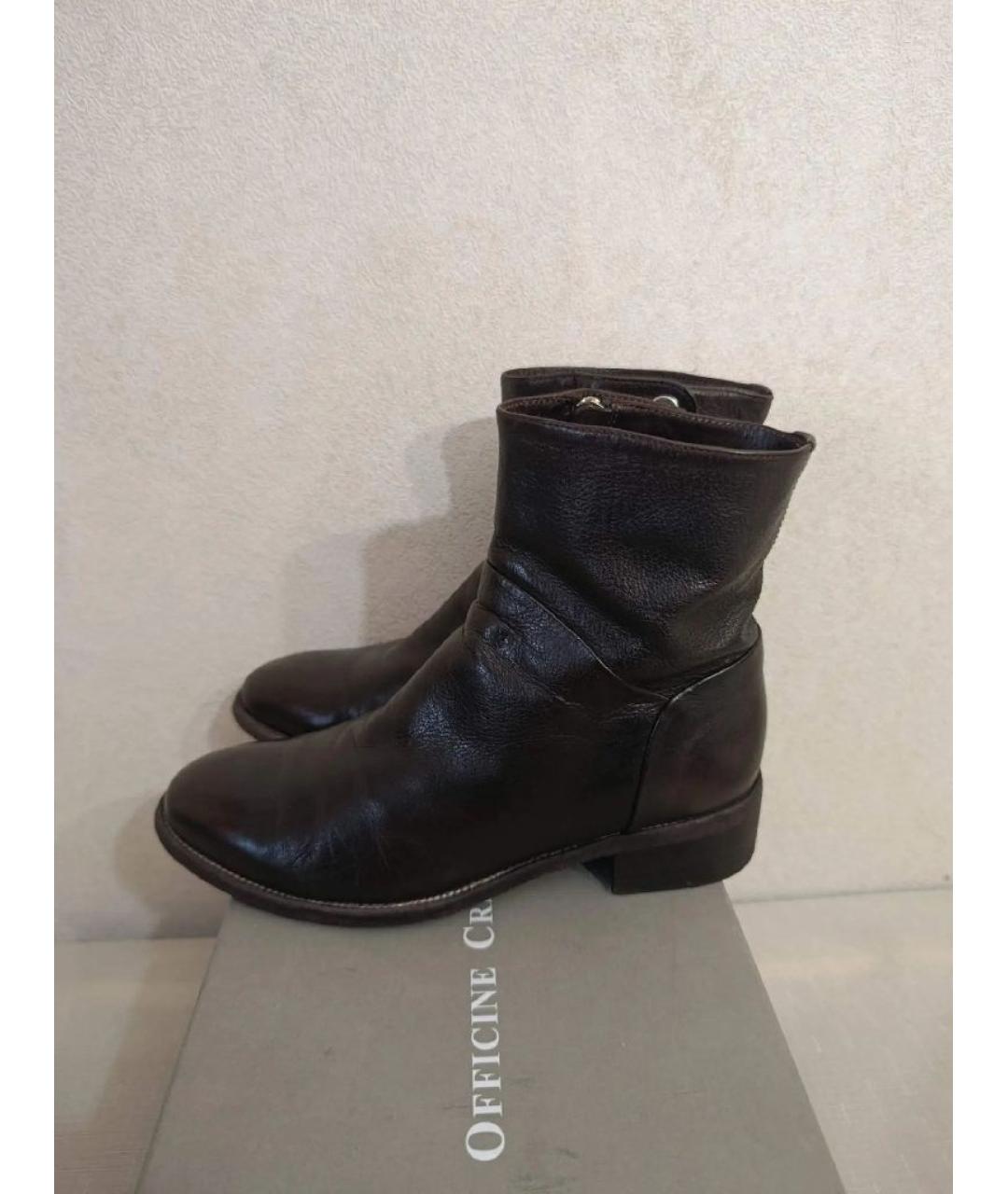 OFFICINE CREATIVE Коричневые кожаные полусапоги, фото 4