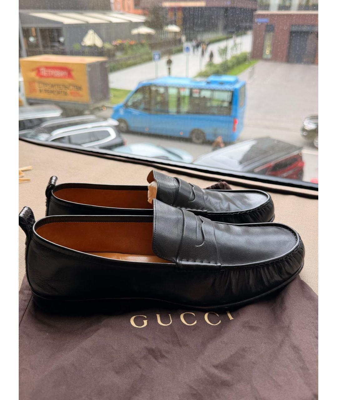 GUCCI Черные кожаные лоферы, фото 8