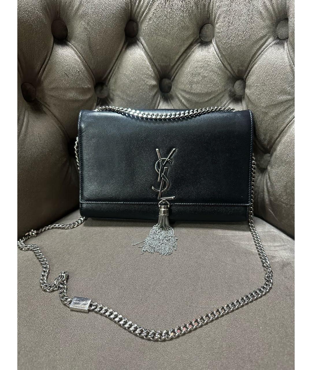 SAINT LAURENT Черная кожаная сумка через плечо, фото 9