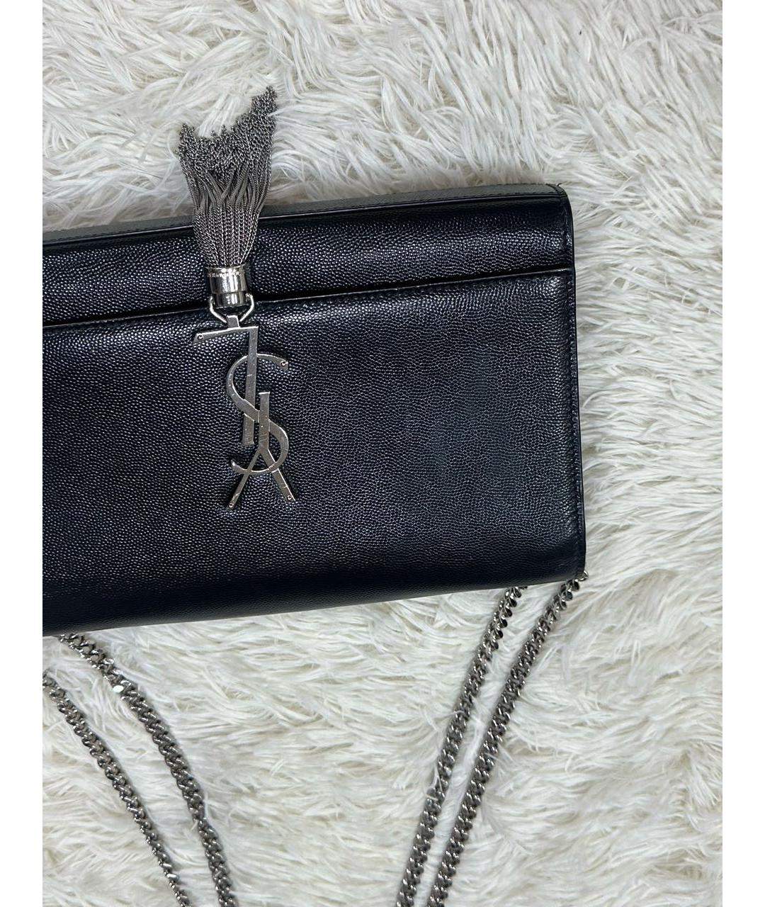 SAINT LAURENT Черная кожаная сумка через плечо, фото 3