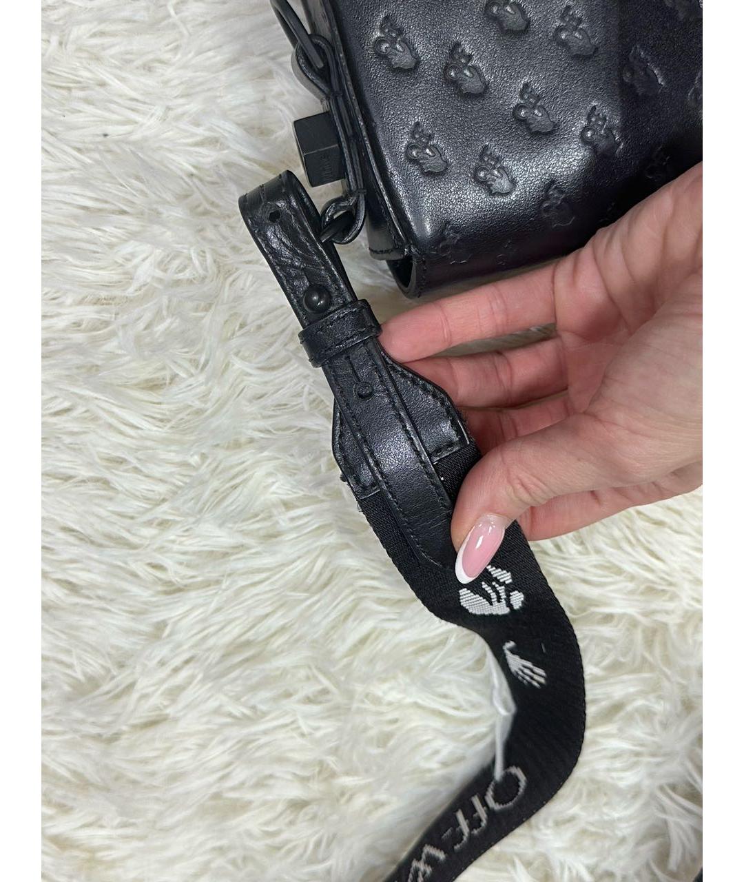 OFF-WHITE Черная кожаная сумка через плечо, фото 8