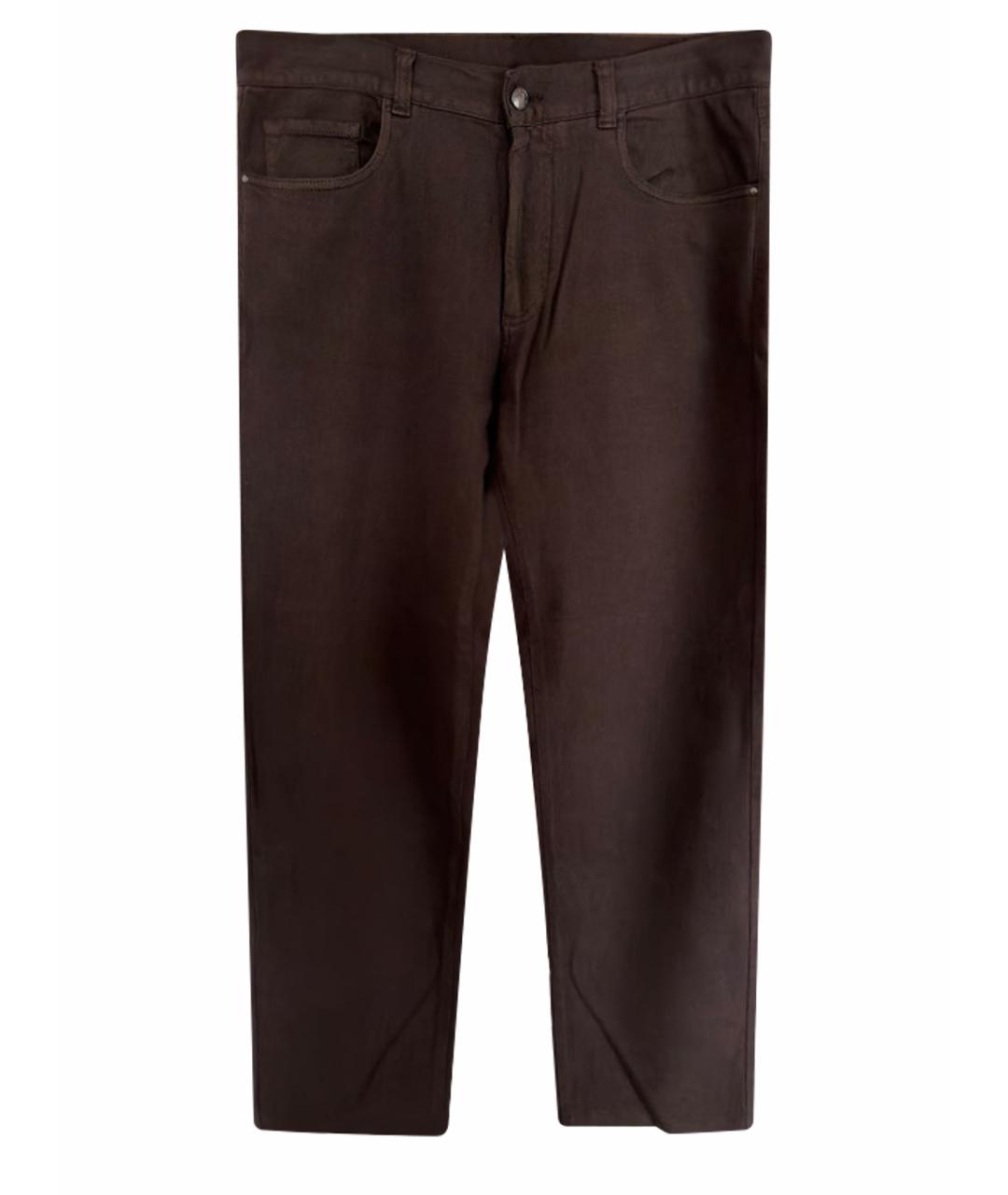 CANALI Коричневые хлопковые повседневные брюки, фото 1