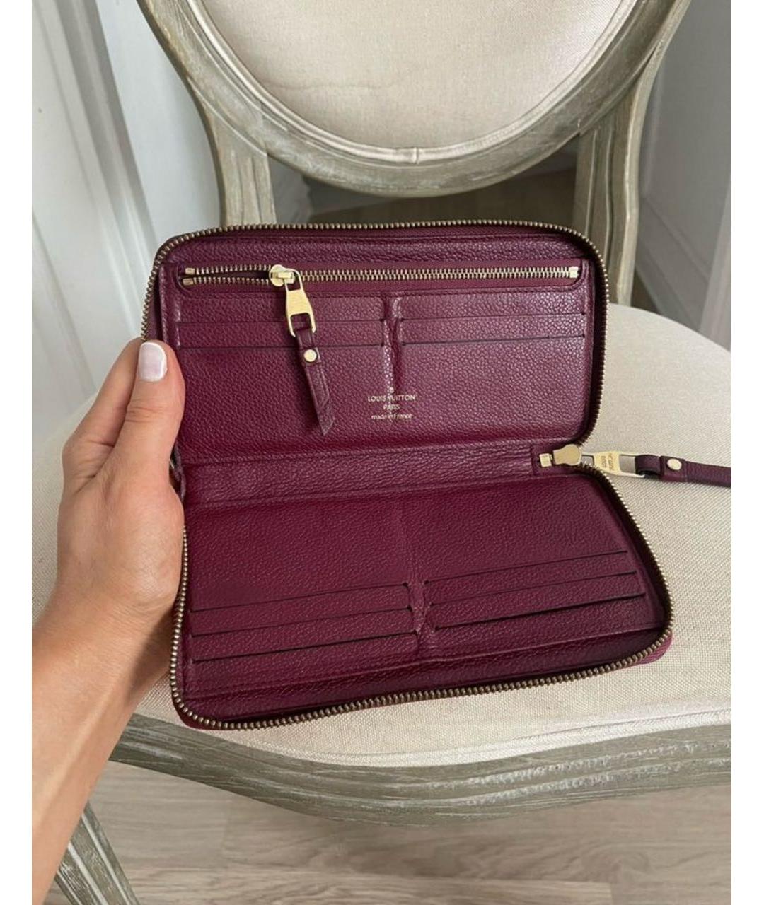 LOUIS VUITTON Бордовый кожаный кошелек, фото 3