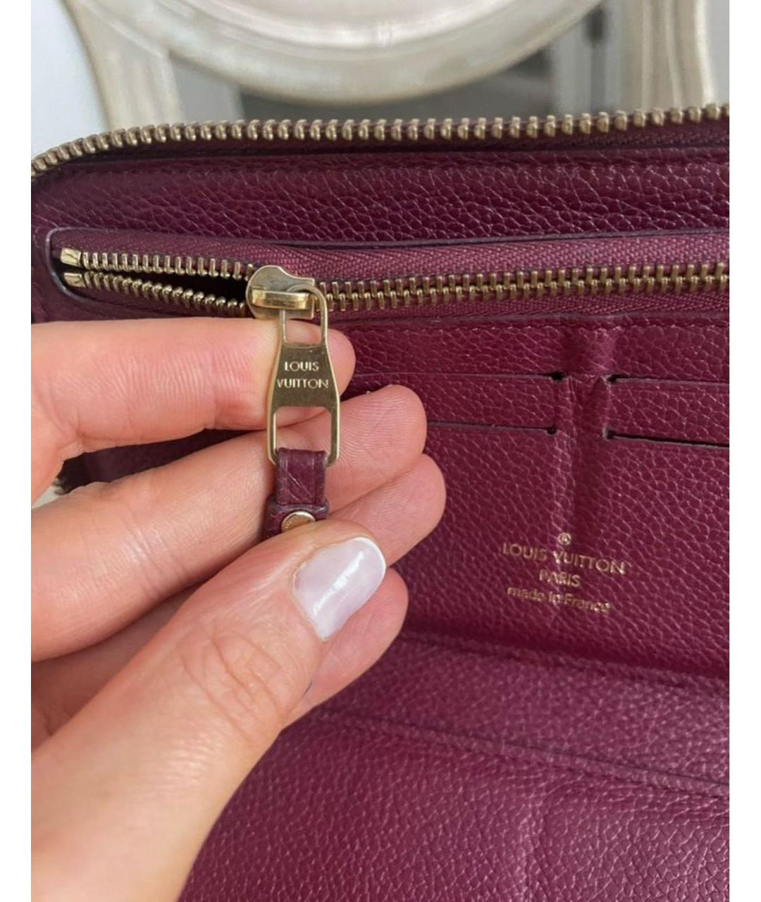 LOUIS VUITTON Бордовый кожаный кошелек, фото 6