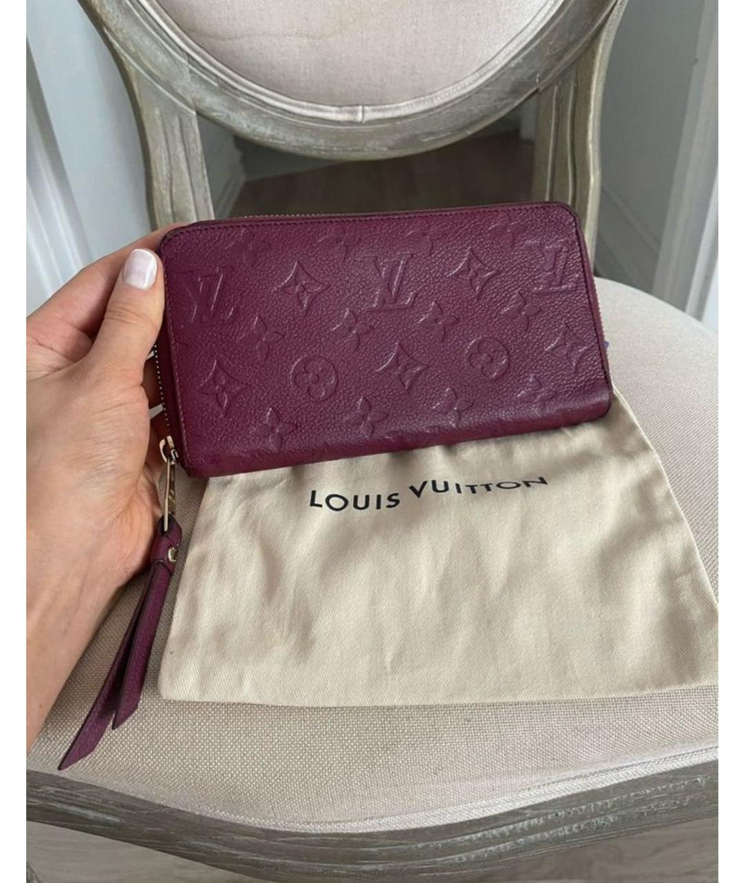 LOUIS VUITTON Бордовый кожаный кошелек, фото 9