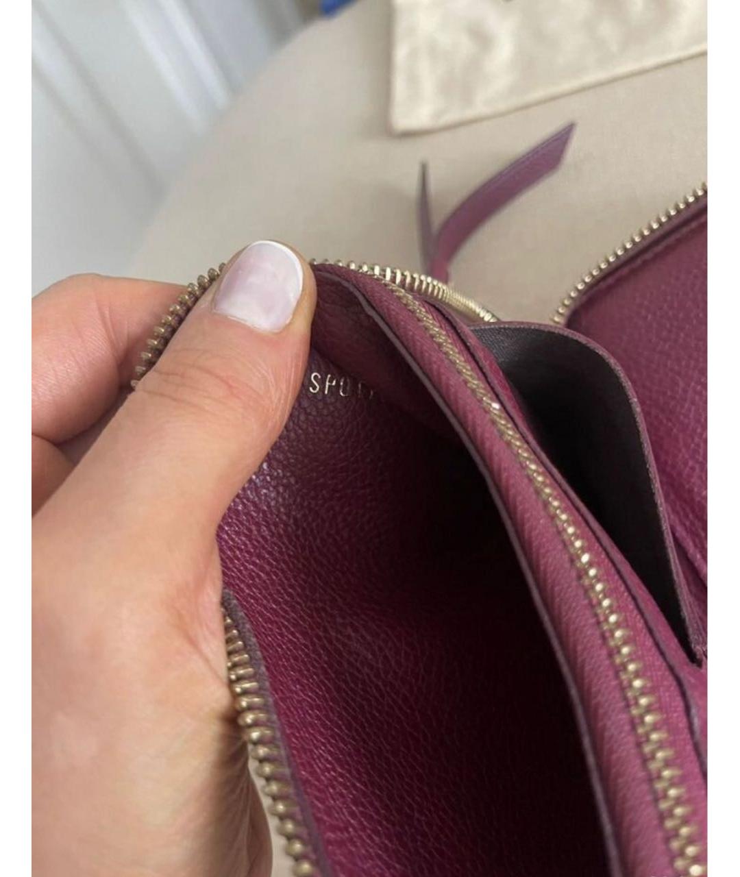 LOUIS VUITTON Бордовый кожаный кошелек, фото 4