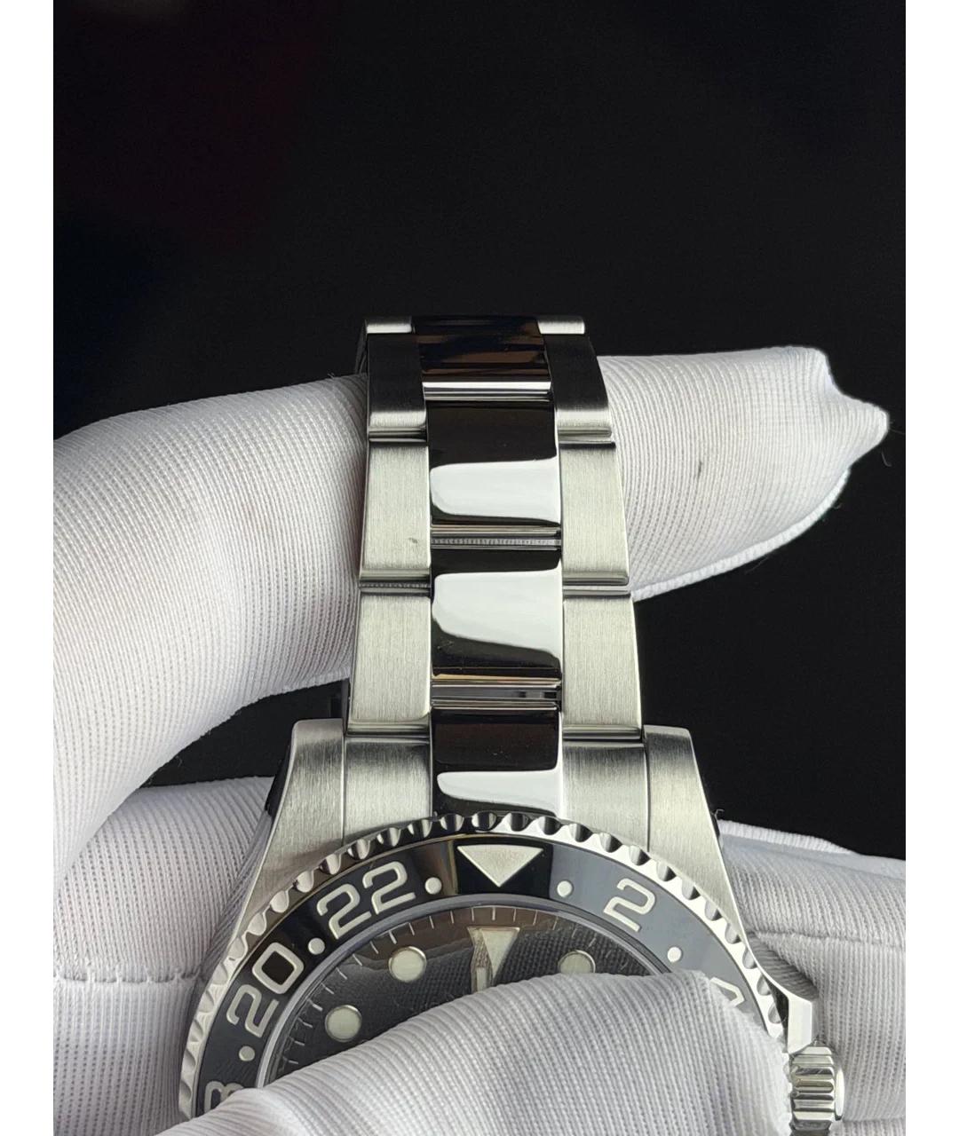 ROLEX Черные металлические часы, фото 6