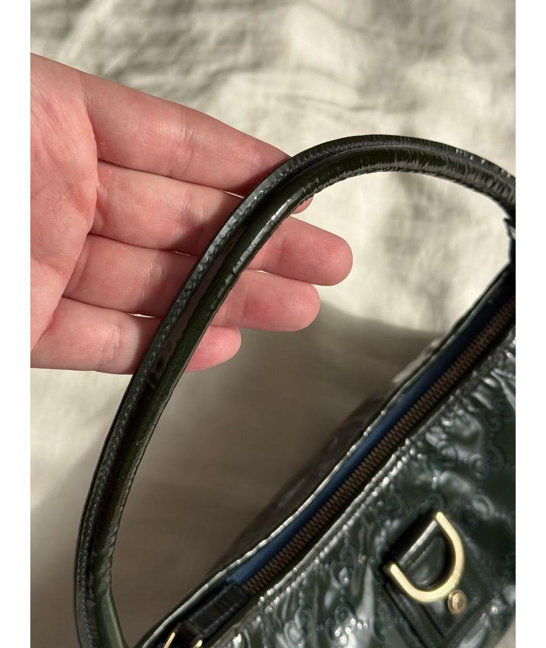 GUCCI Зеленая сумка с короткими ручками из лакированной кожи, фото 3