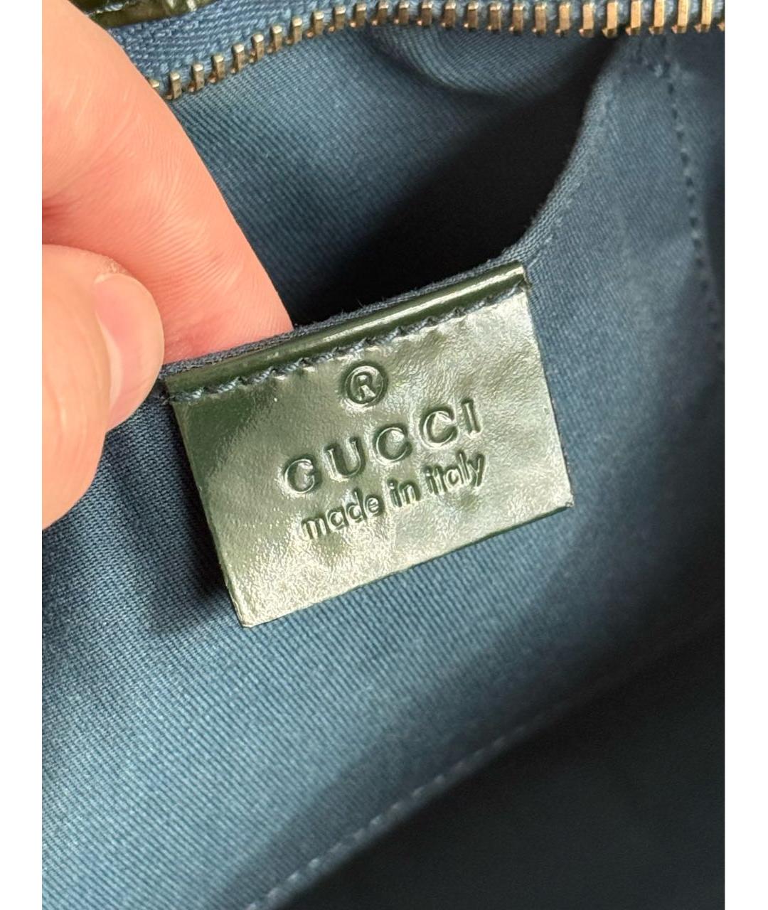 GUCCI Зеленая сумка с короткими ручками из лакированной кожи, фото 5