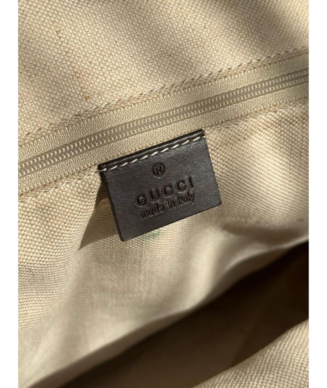 GUCCI Коричневая тканевая сумка тоут, фото 5