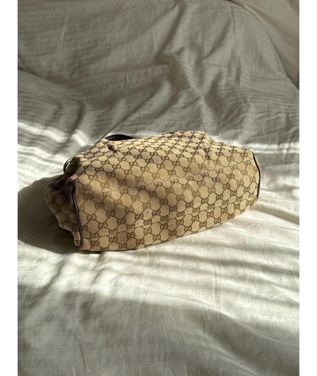 GUCCI Коричневая тканевая сумка тоут, фото 3