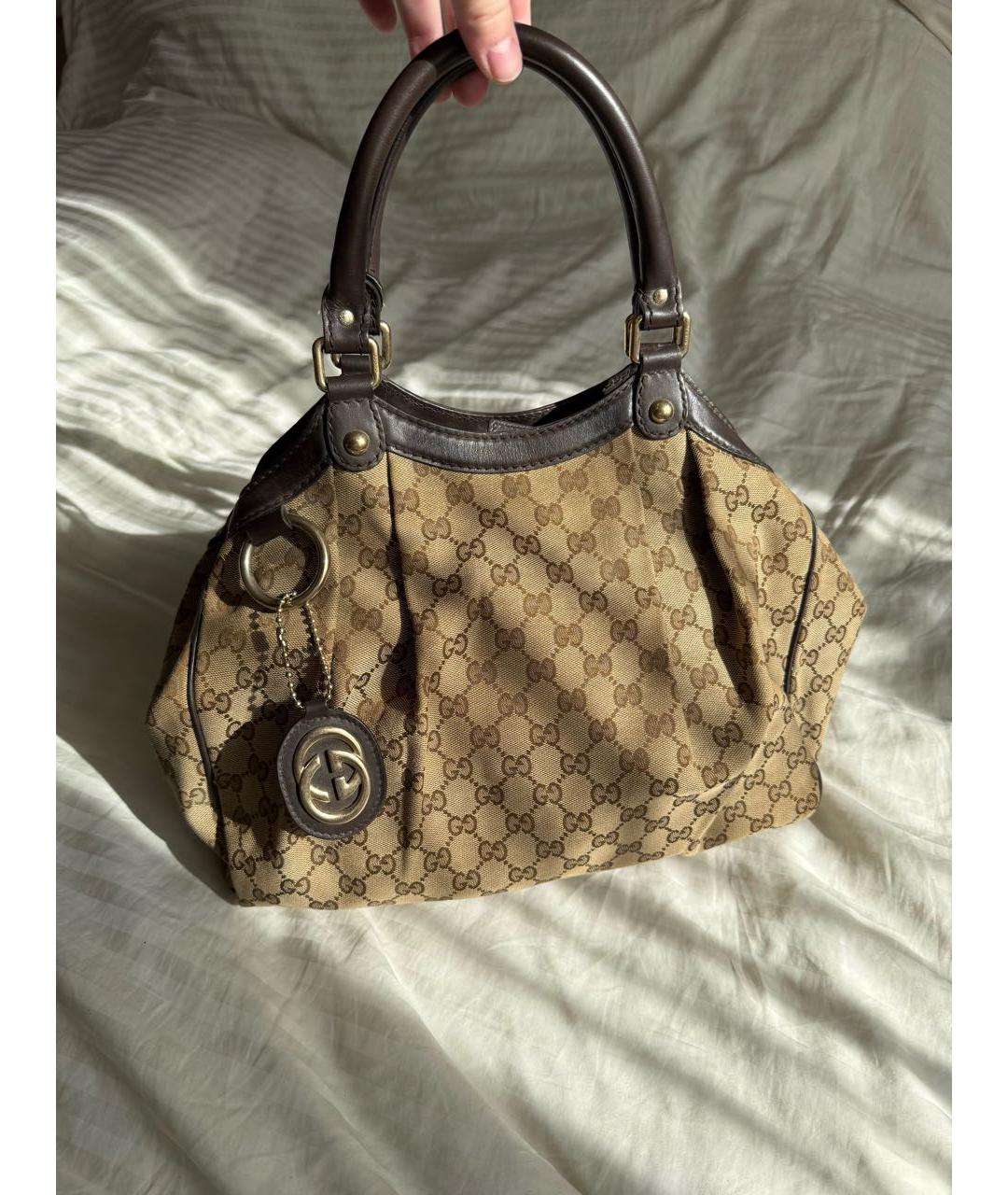 GUCCI Коричневая тканевая сумка тоут, фото 8