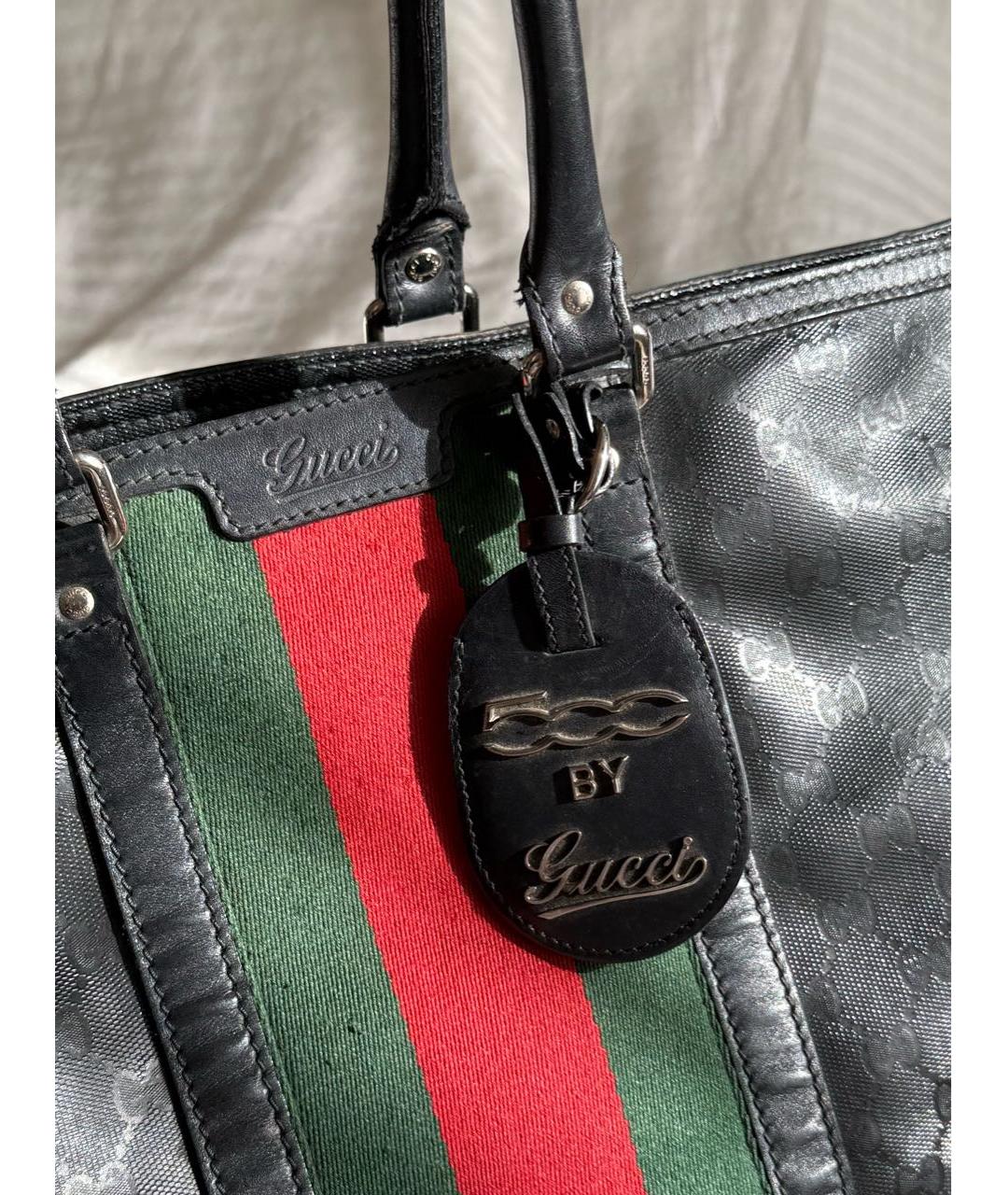 GUCCI Черная сумка тоут из канвы, фото 5