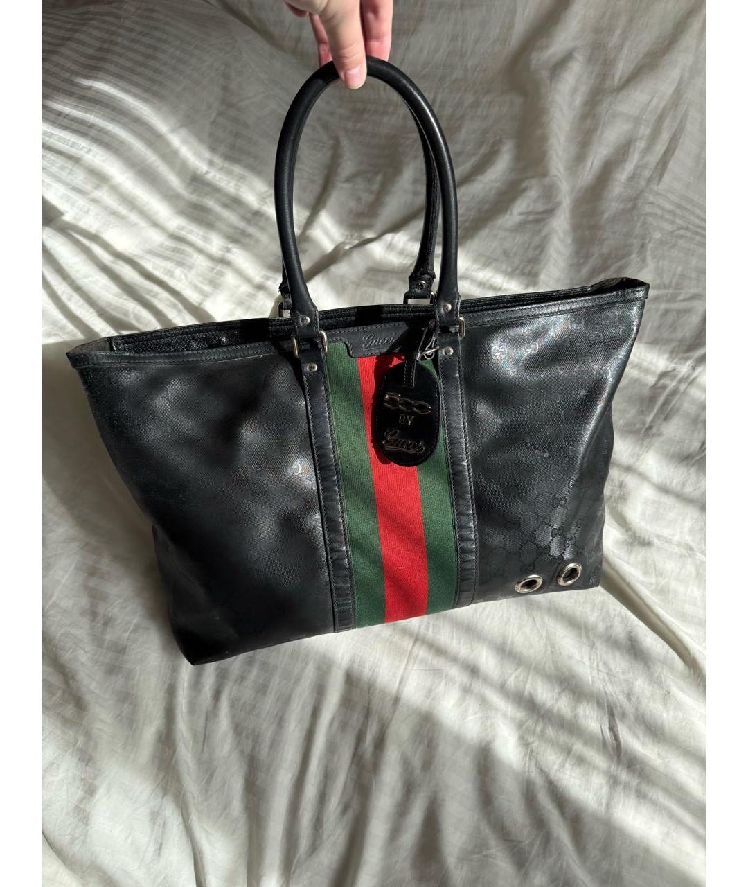 GUCCI Черная сумка тоут из канвы, фото 9
