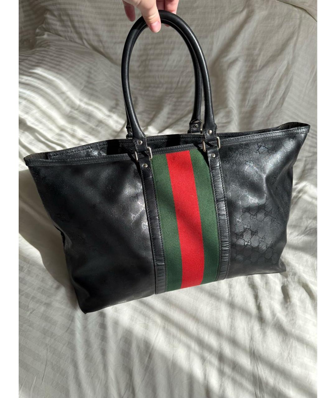 GUCCI Черная сумка тоут из канвы, фото 2