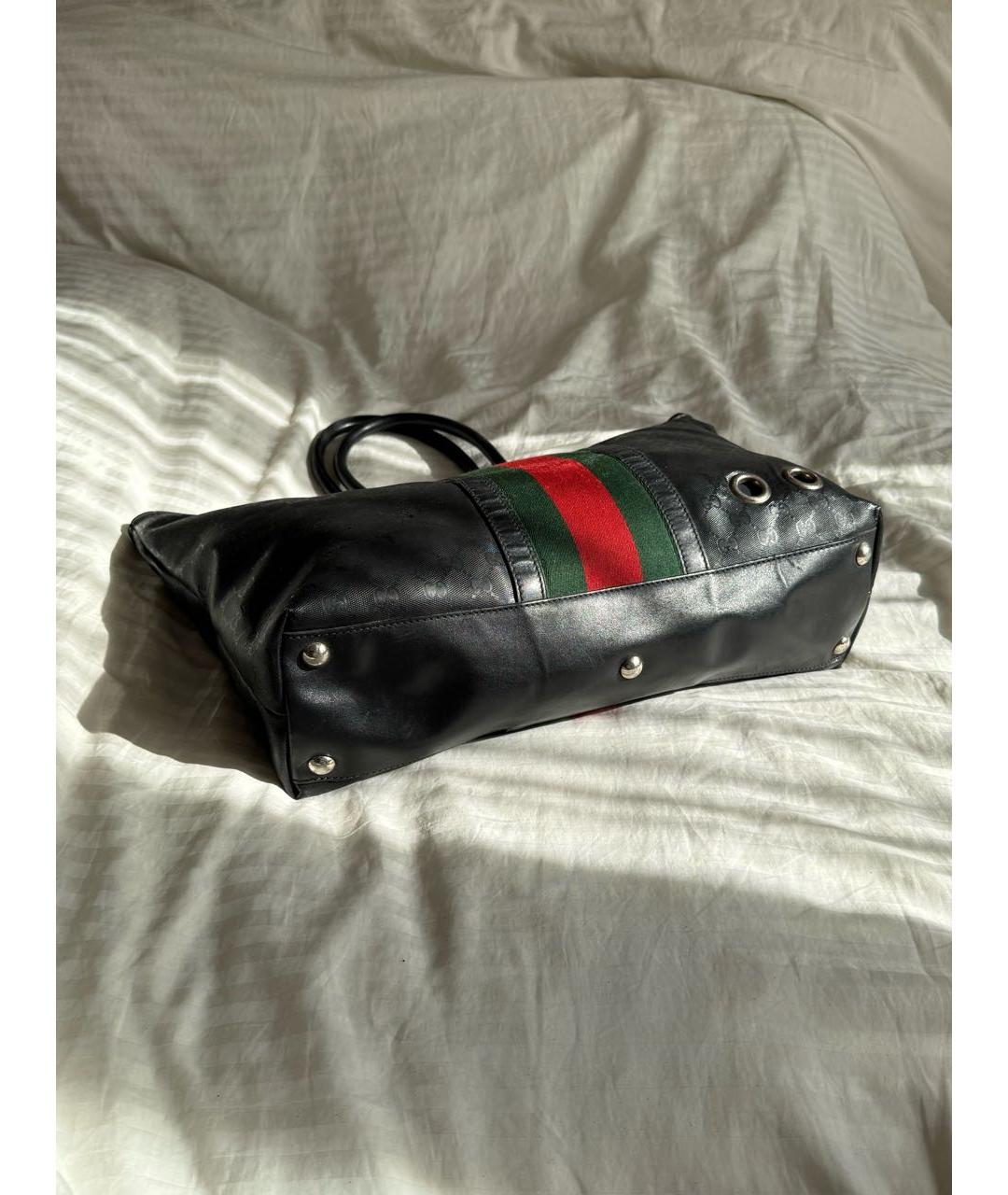 GUCCI Черная сумка тоут из канвы, фото 3