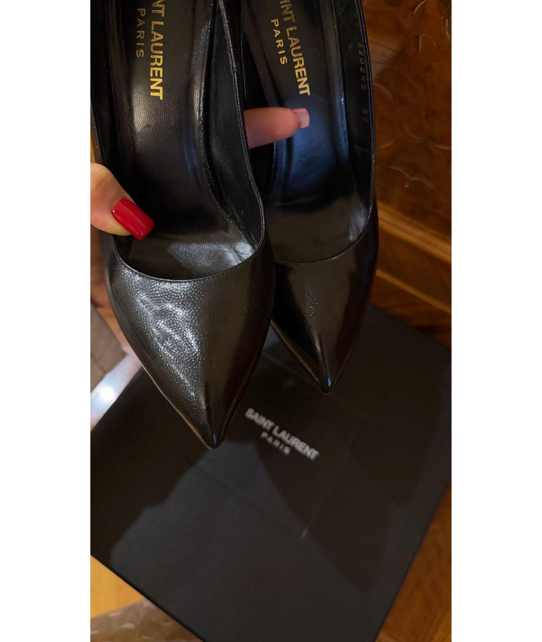 SAINT LAURENT Черные кожаные туфли, фото 6