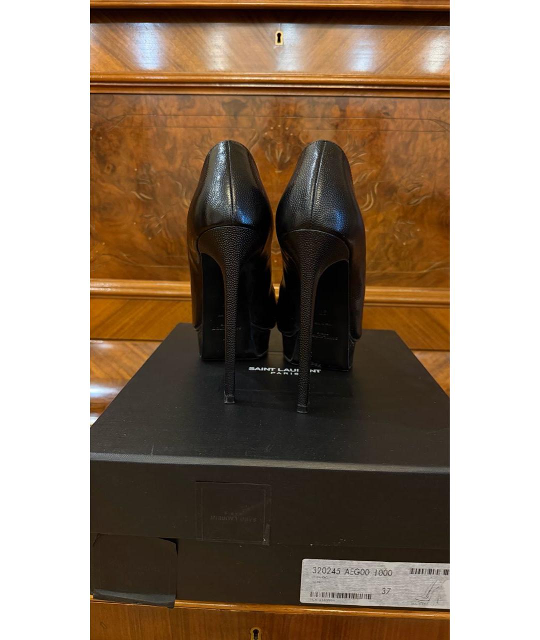 SAINT LAURENT Черные кожаные туфли, фото 4