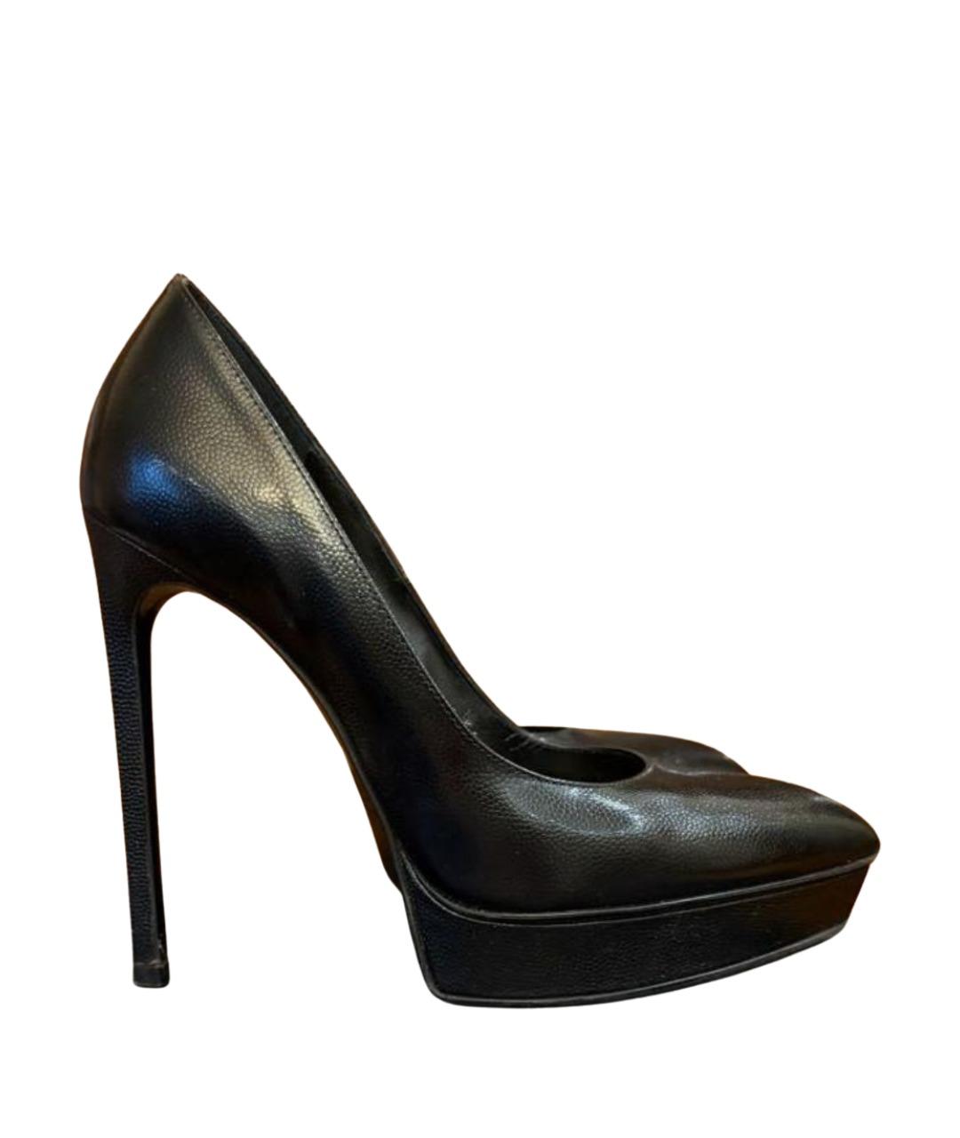 SAINT LAURENT Черные кожаные туфли, фото 1