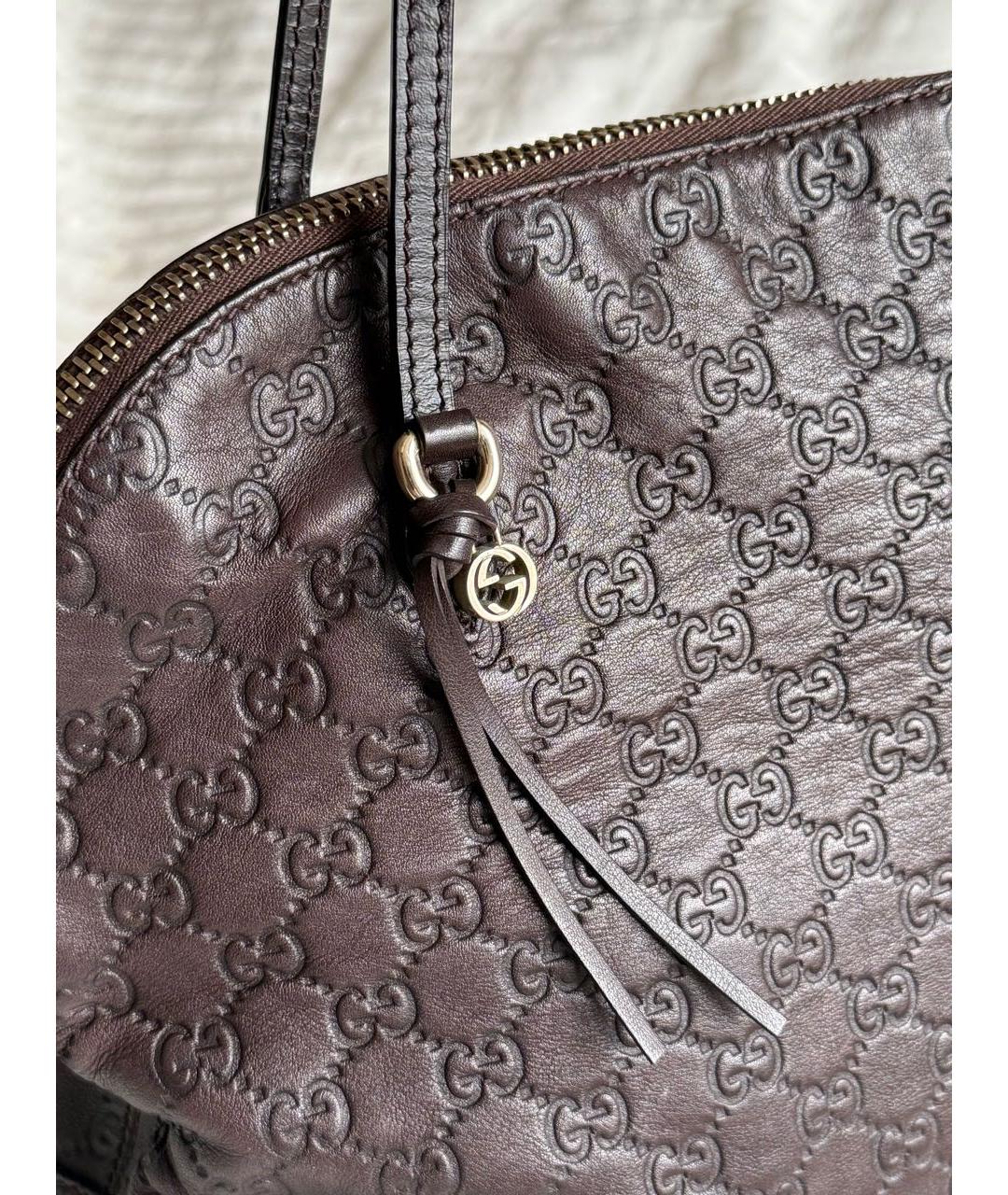 GUCCI Коричневая кожаная сумка тоут, фото 5