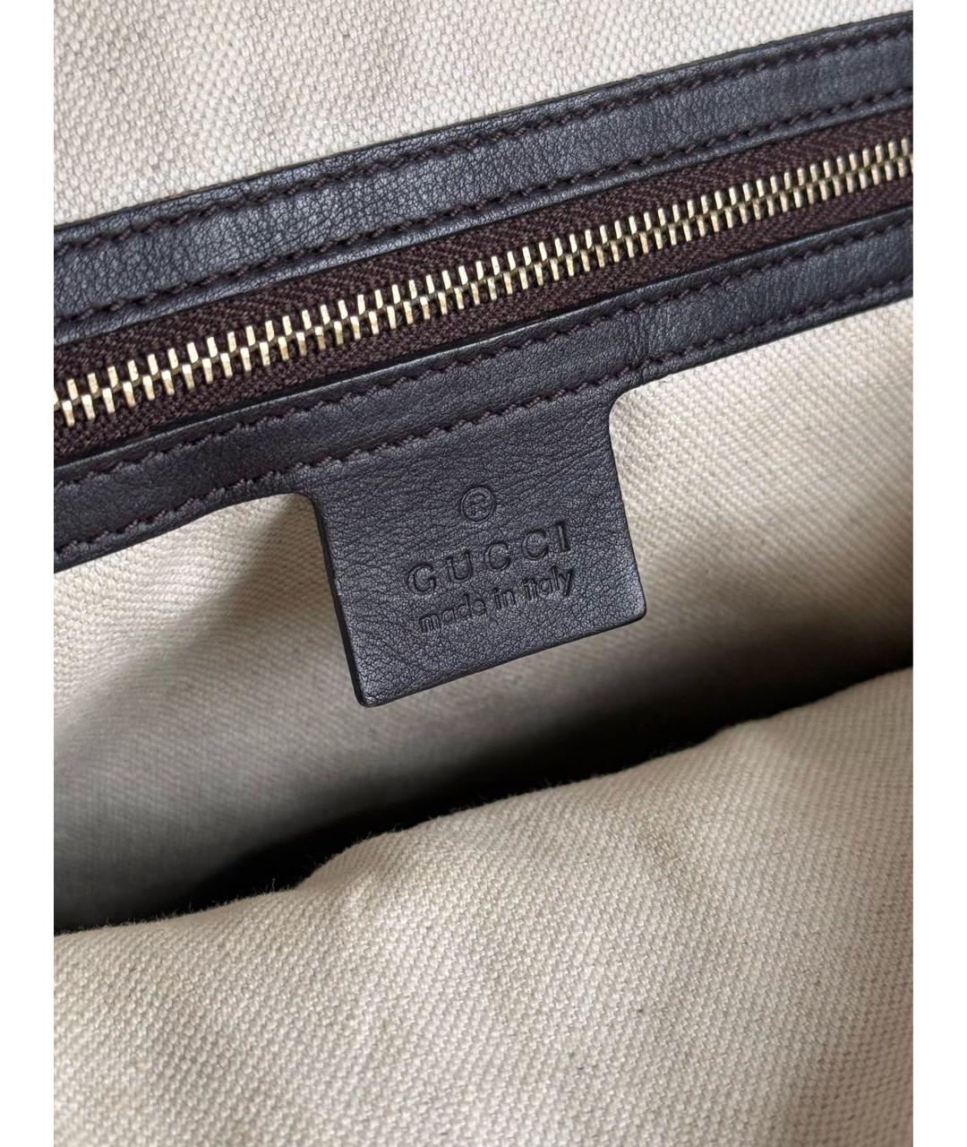 GUCCI Коричневая кожаная сумка тоут, фото 6