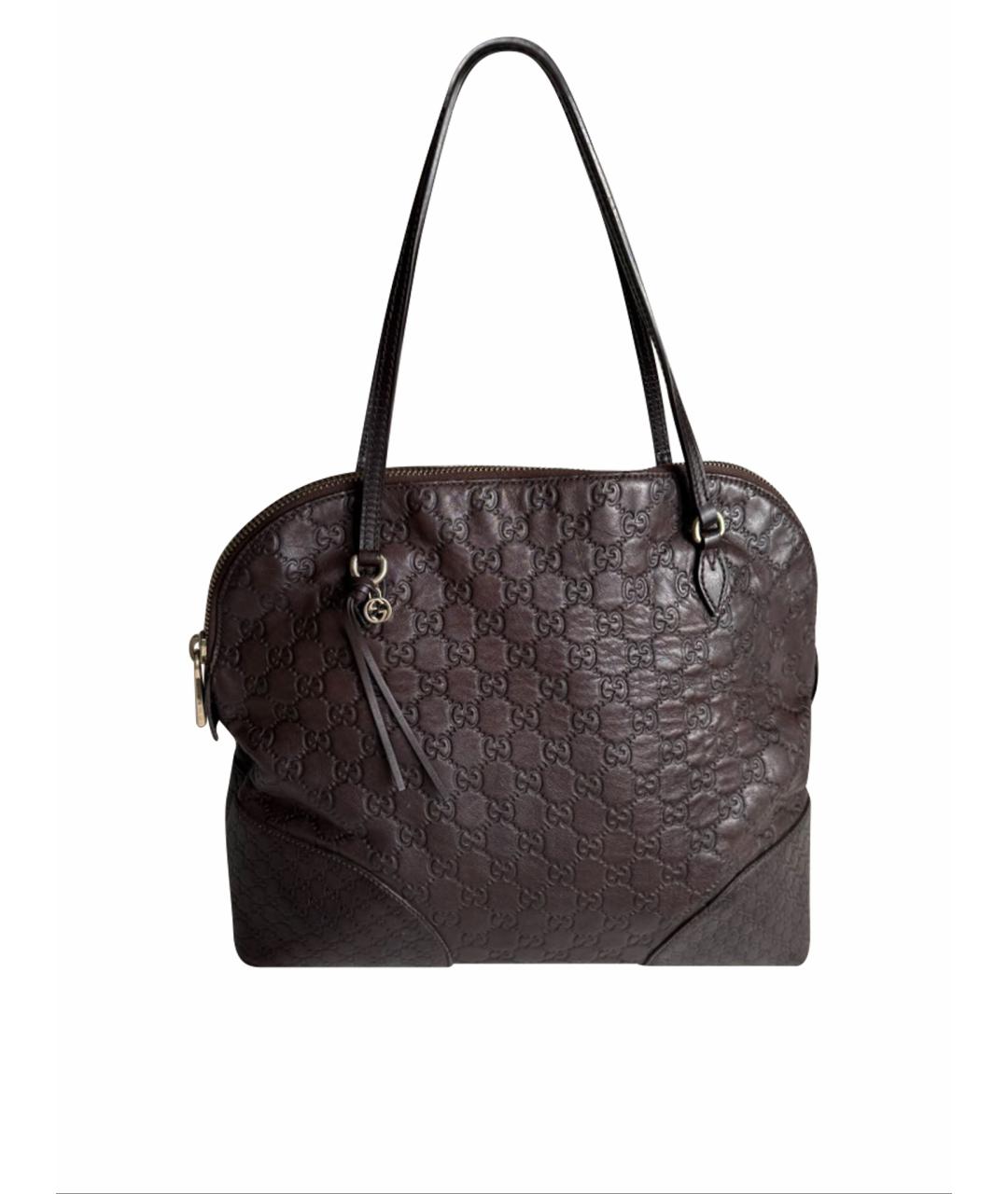 GUCCI Коричневая кожаная сумка тоут, фото 1