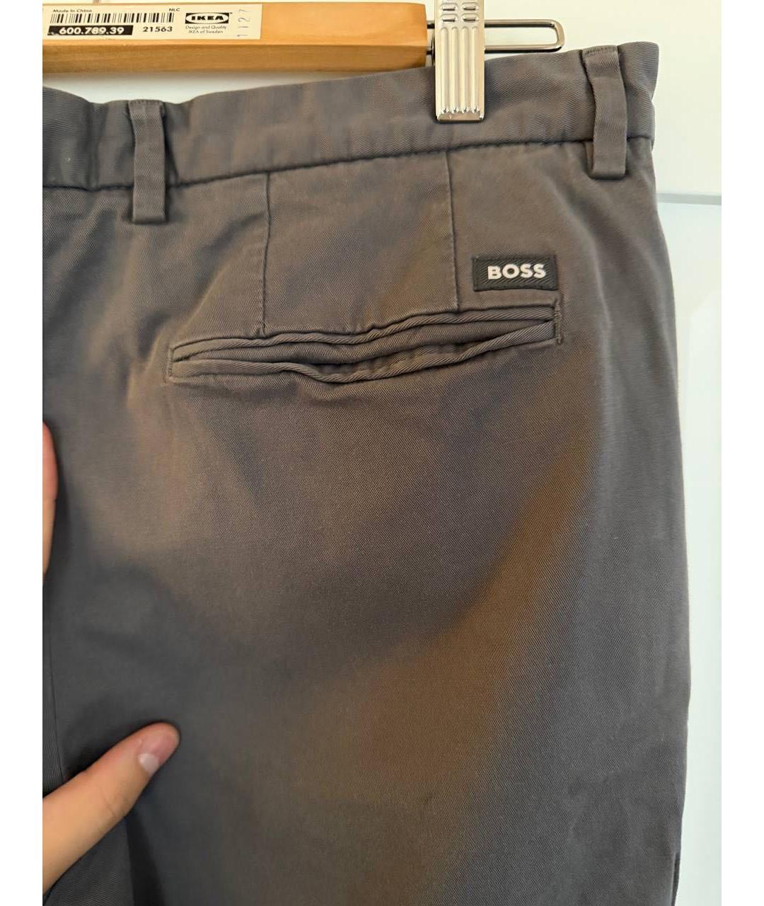 HUGO BOSS Антрацитовые хлопковые повседневные брюки, фото 4