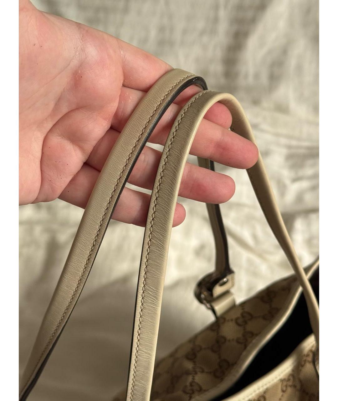 GUCCI Бежевая тканевая сумка тоут, фото 4