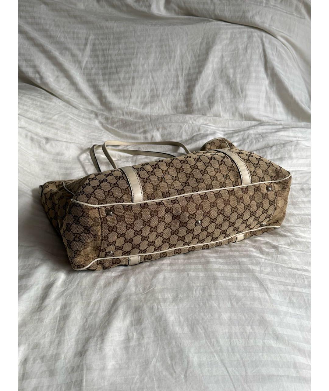 GUCCI Бежевая тканевая сумка тоут, фото 3