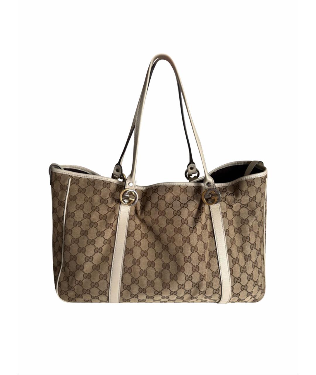 GUCCI Бежевая тканевая сумка тоут, фото 1