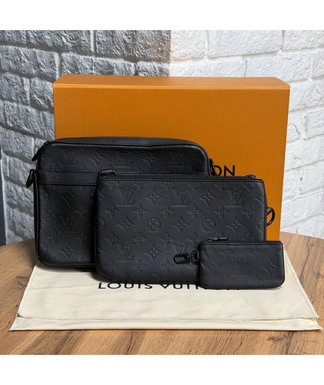 LOUIS VUITTON Черная кожаная сумка на плечо, фото 5