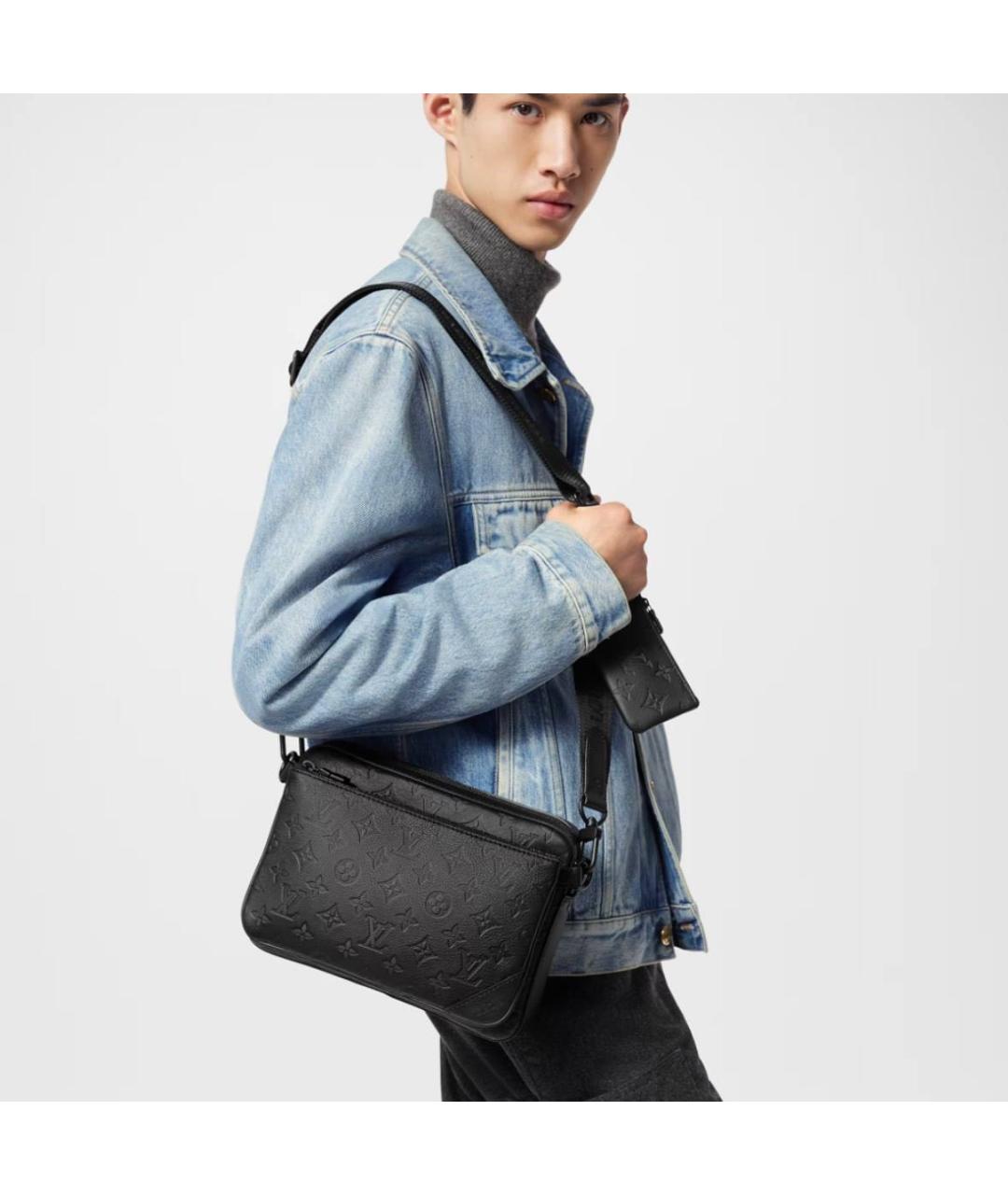 LOUIS VUITTON Черная кожаная сумка на плечо, фото 3