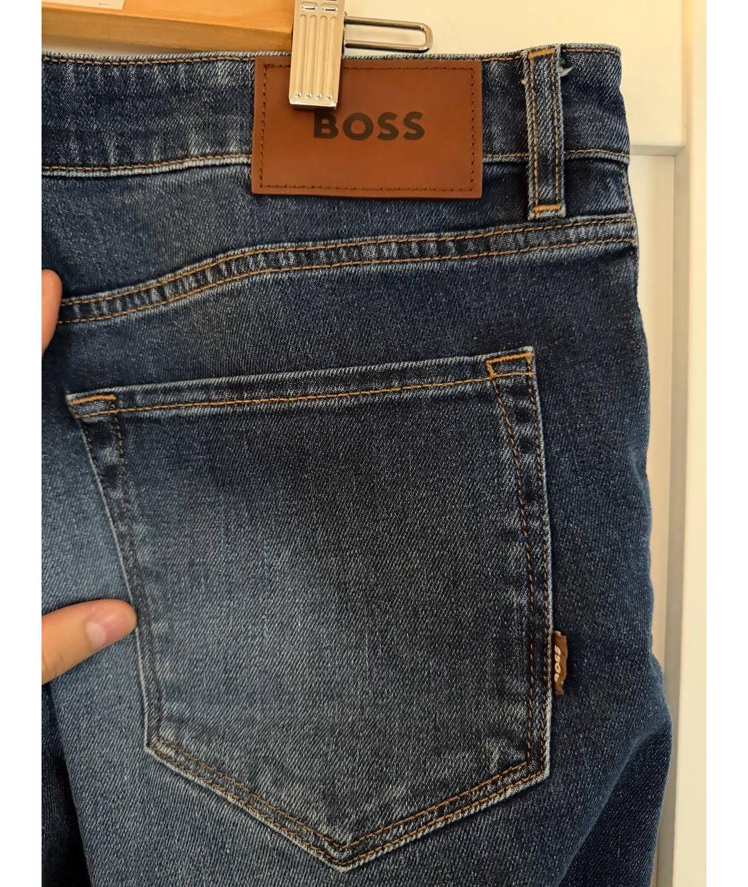 HUGO BOSS Темно-синие хлопковые прямые джинсы, фото 4