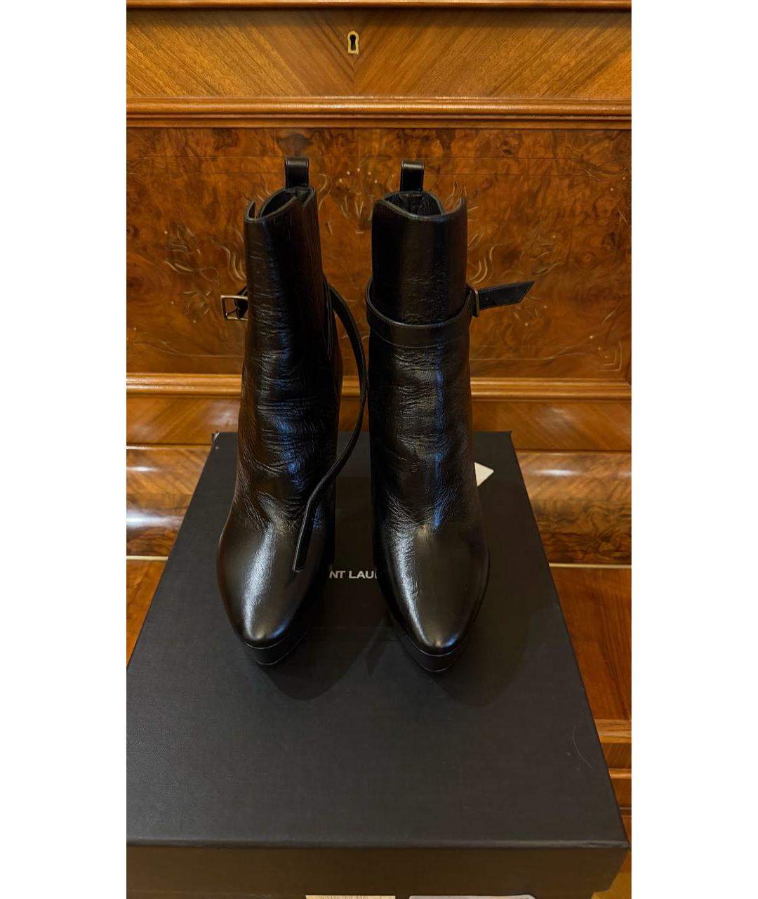 SAINT LAURENT Черные кожаные ботильоны, фото 2