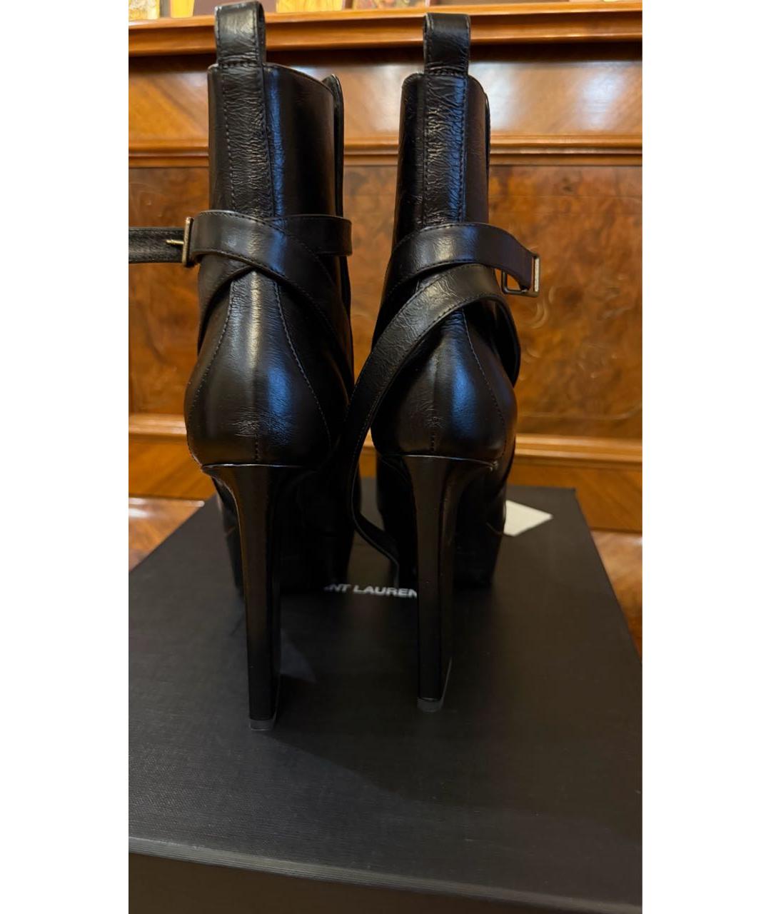 SAINT LAURENT Черные кожаные ботильоны, фото 4